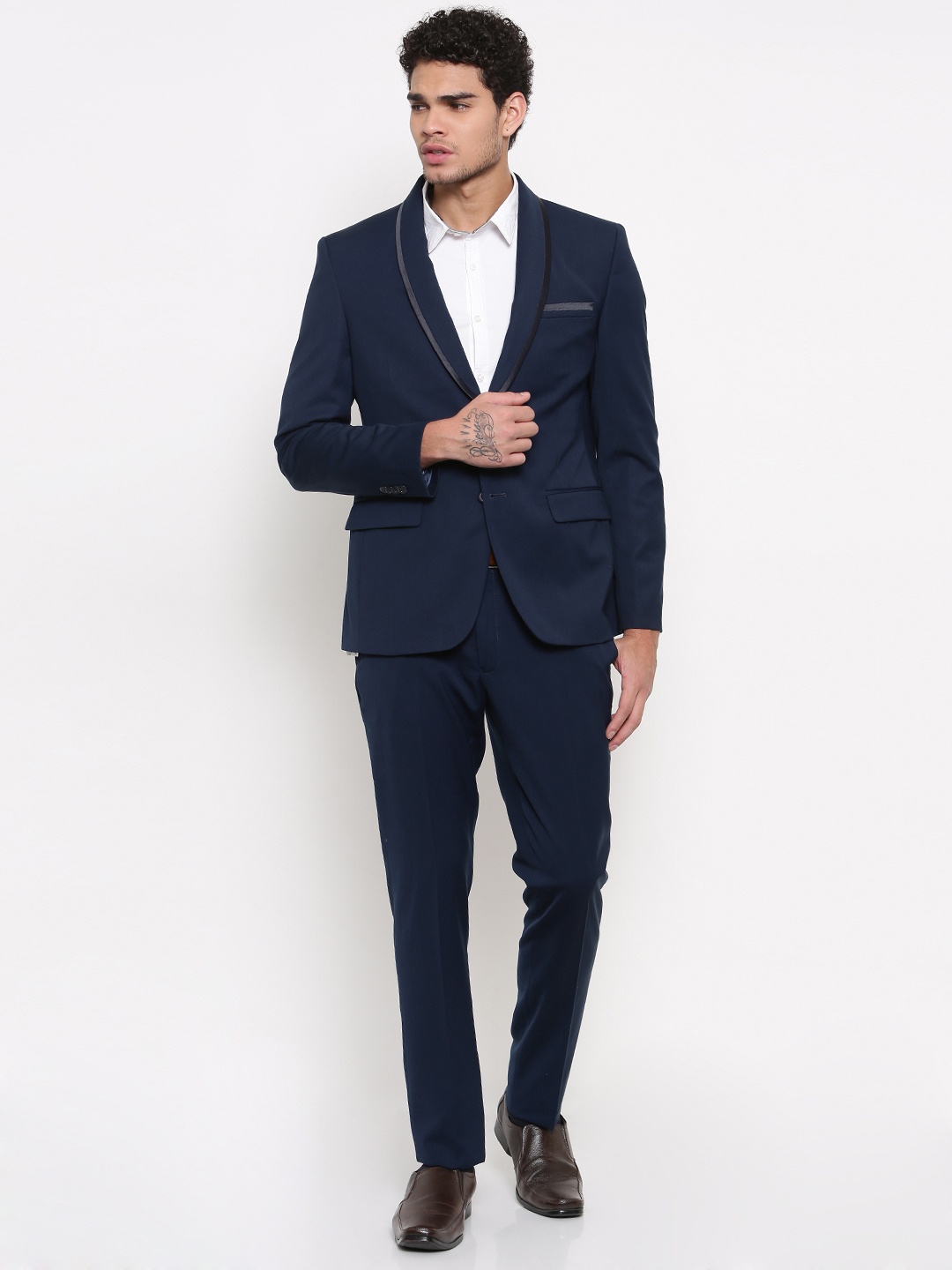 

Parx Men Navy Blue Tailored Urban Fit Single-Breasted Formal Suit