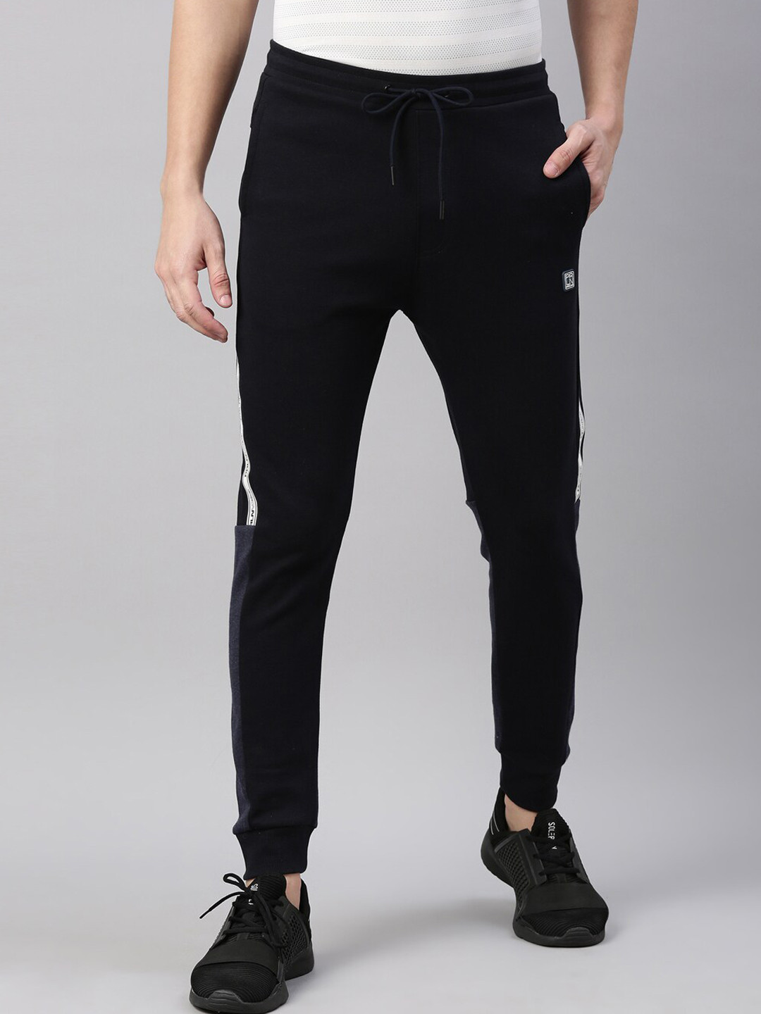 

Proline Men Cotton Mid-Rise Joggers, Navy blue