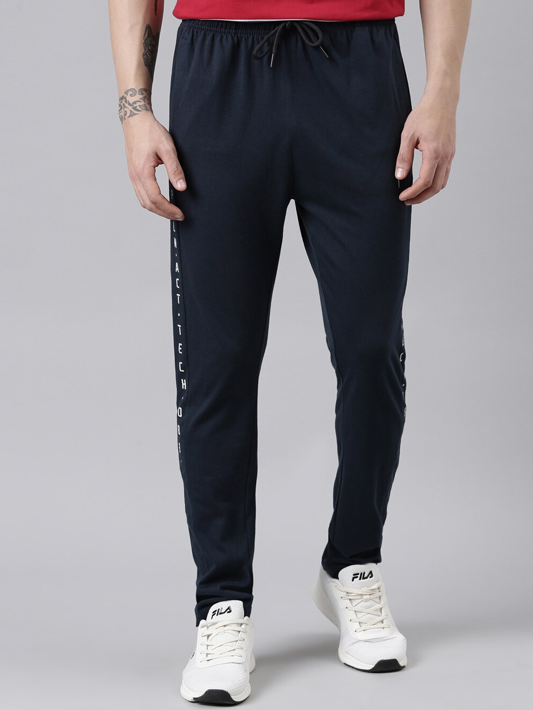 

Proline Men Mid-Rise Cotton Track Pants, Navy blue