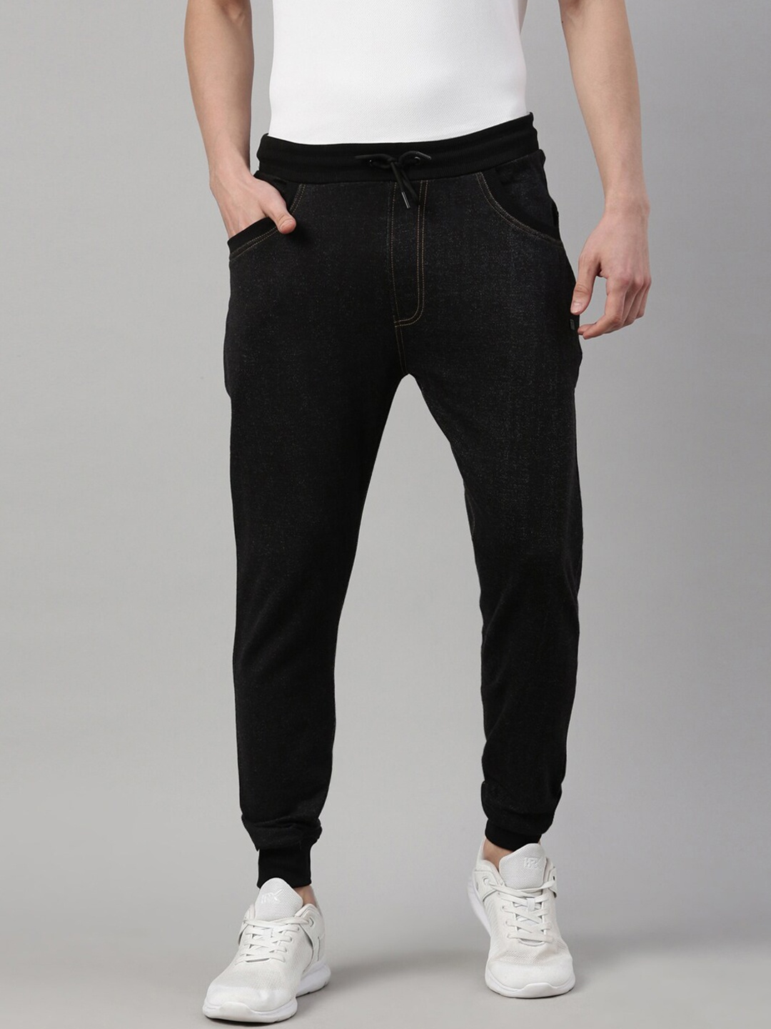 

Proline Men Mid-Rise Cotton Joggers, Black