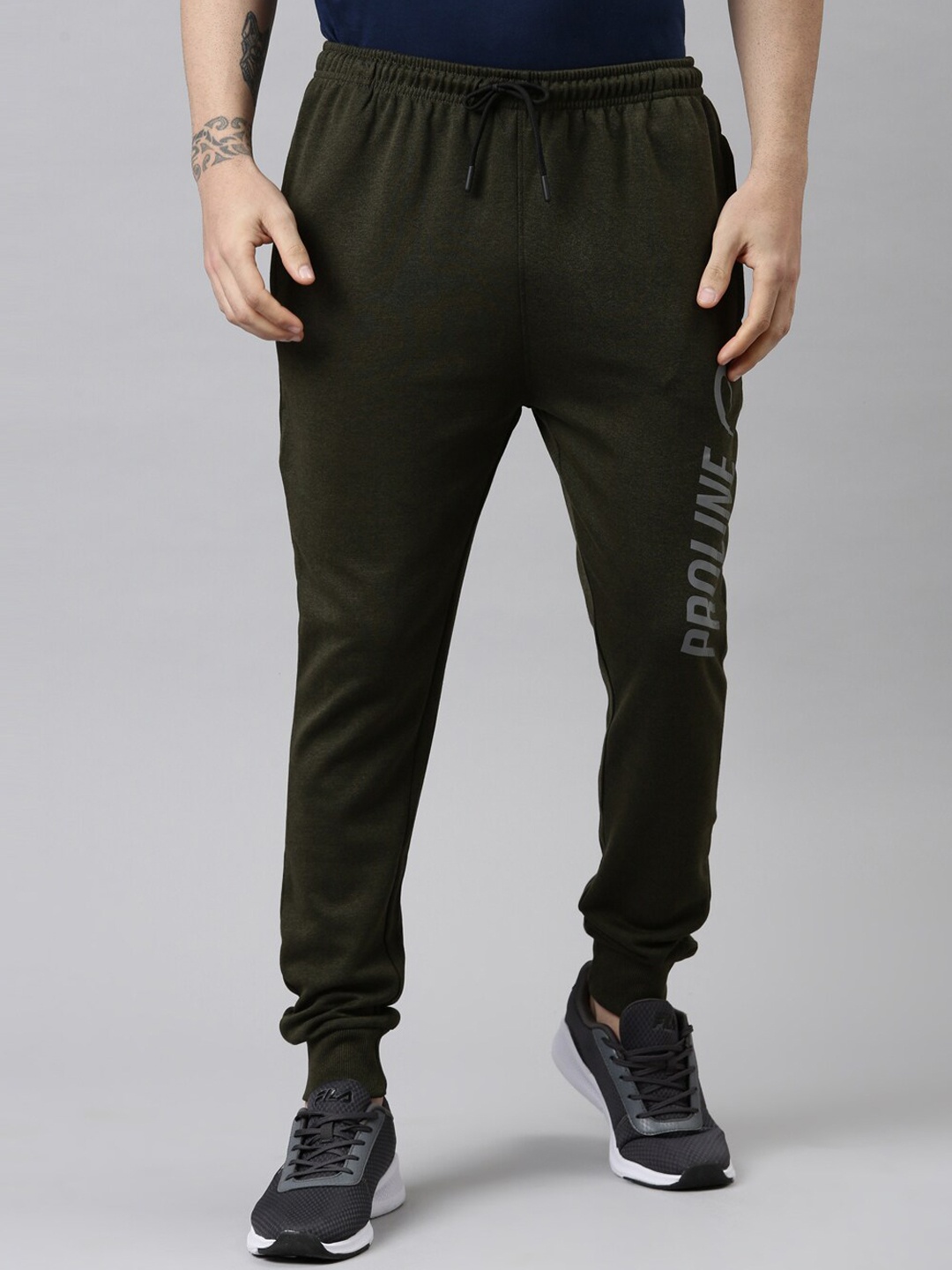 

Proline Men Mid-Rise Cotton Joggers, Olive