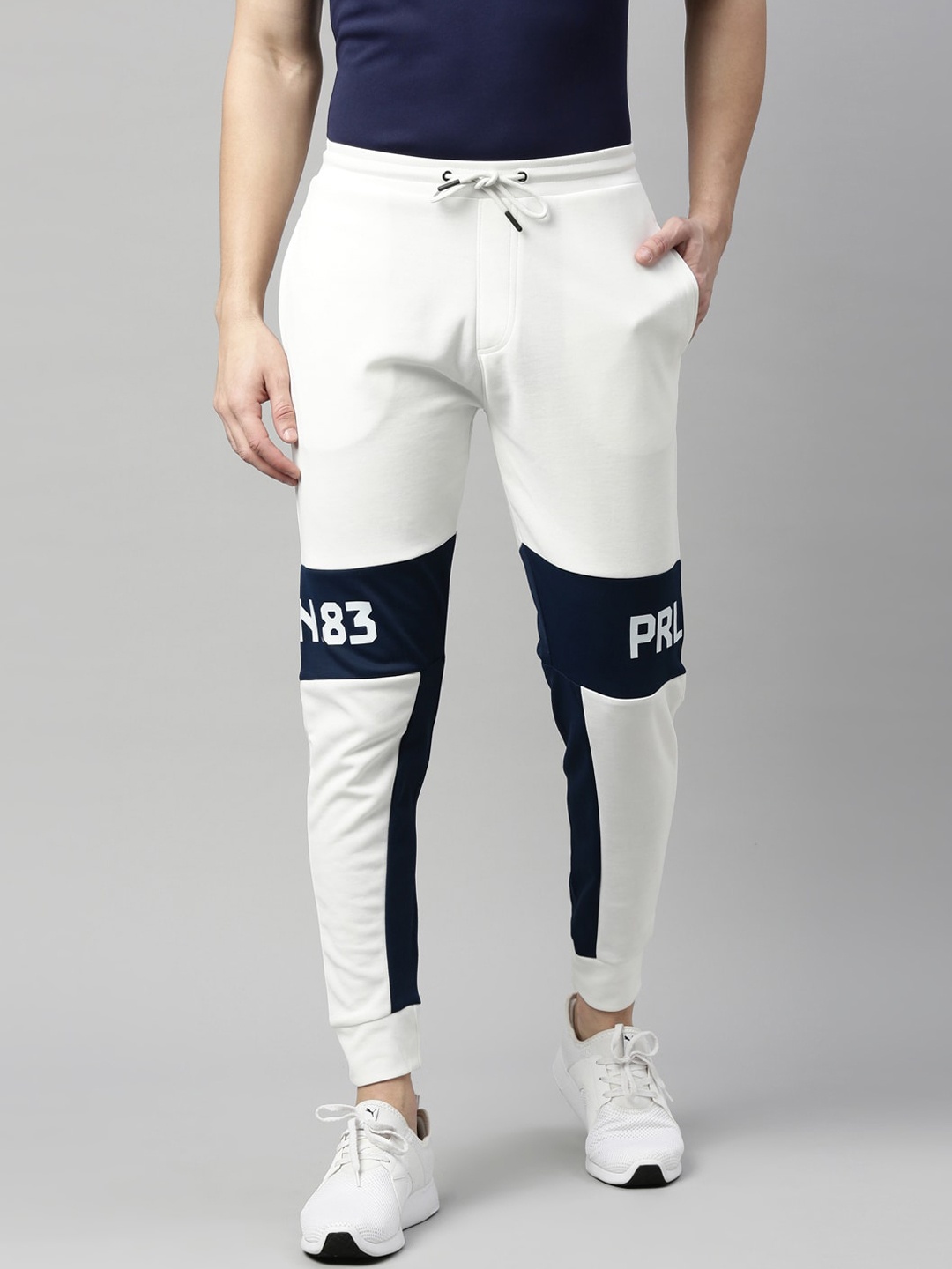 

Proline Men Printed Cotton Joggers, Off white
