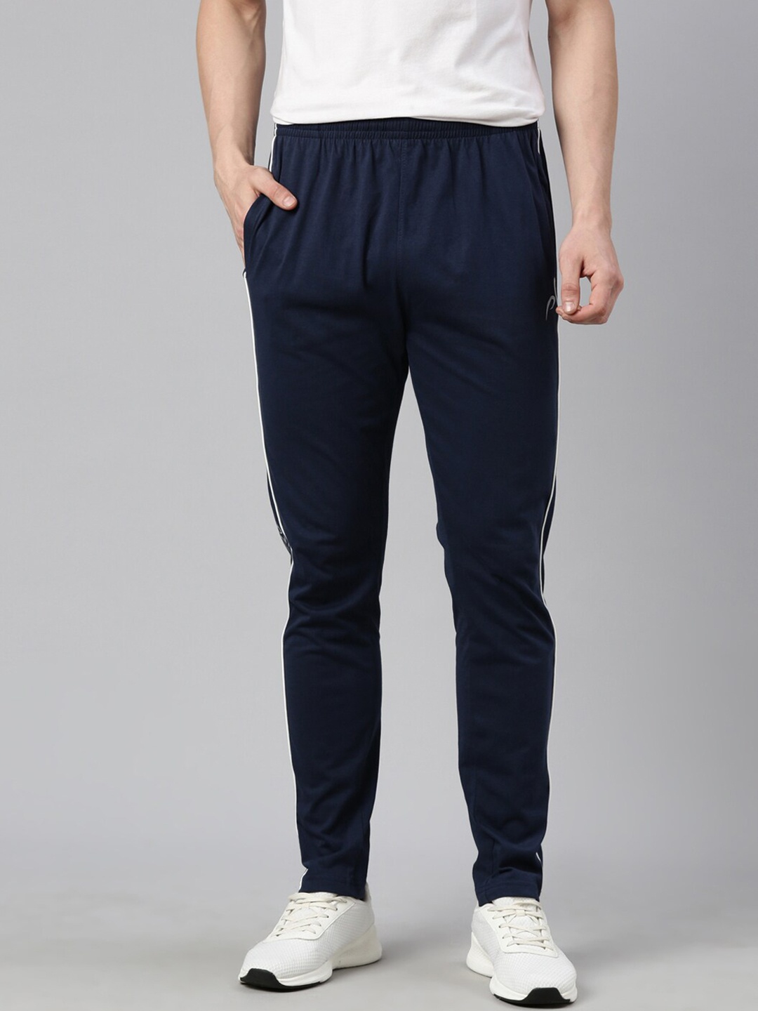 

Proline Men Mid-Rise Pure Cotton Track Pants, Navy blue
