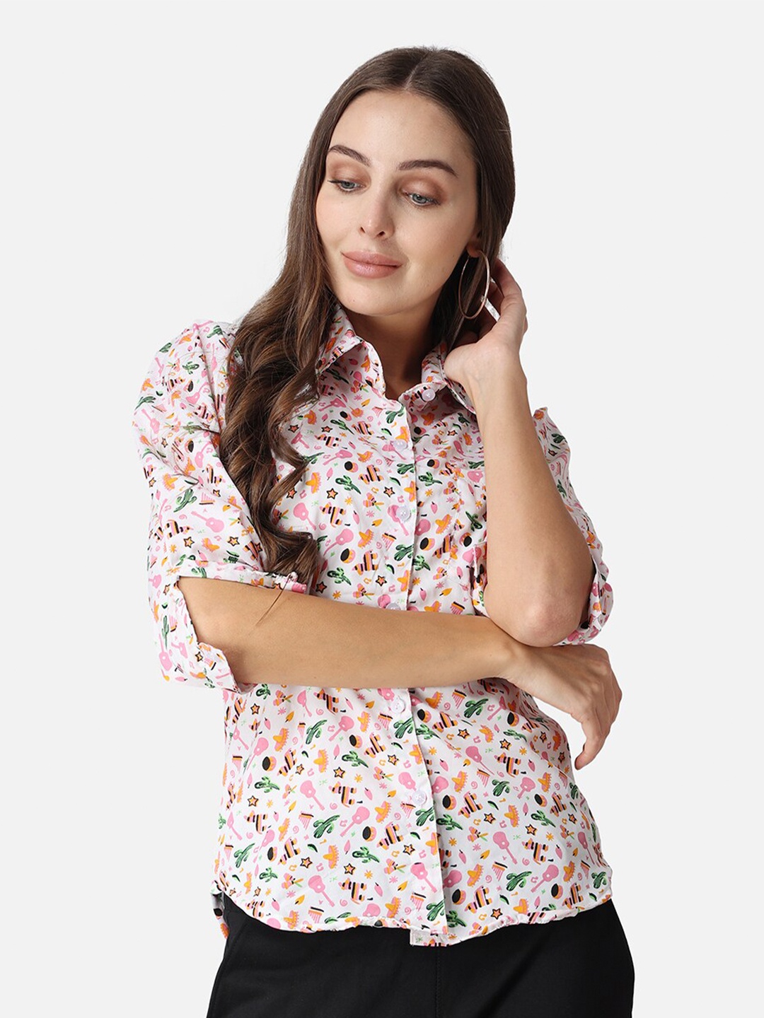

SCORPIUS Conversational Printed Casual Shirt, White