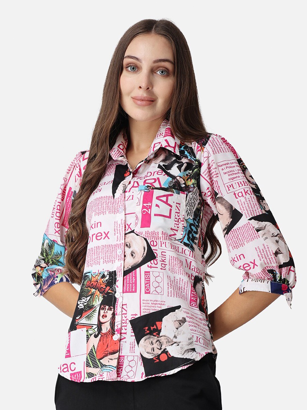 

SCORPIUS Typography Printed Classic Fit Casual Shirt, White
