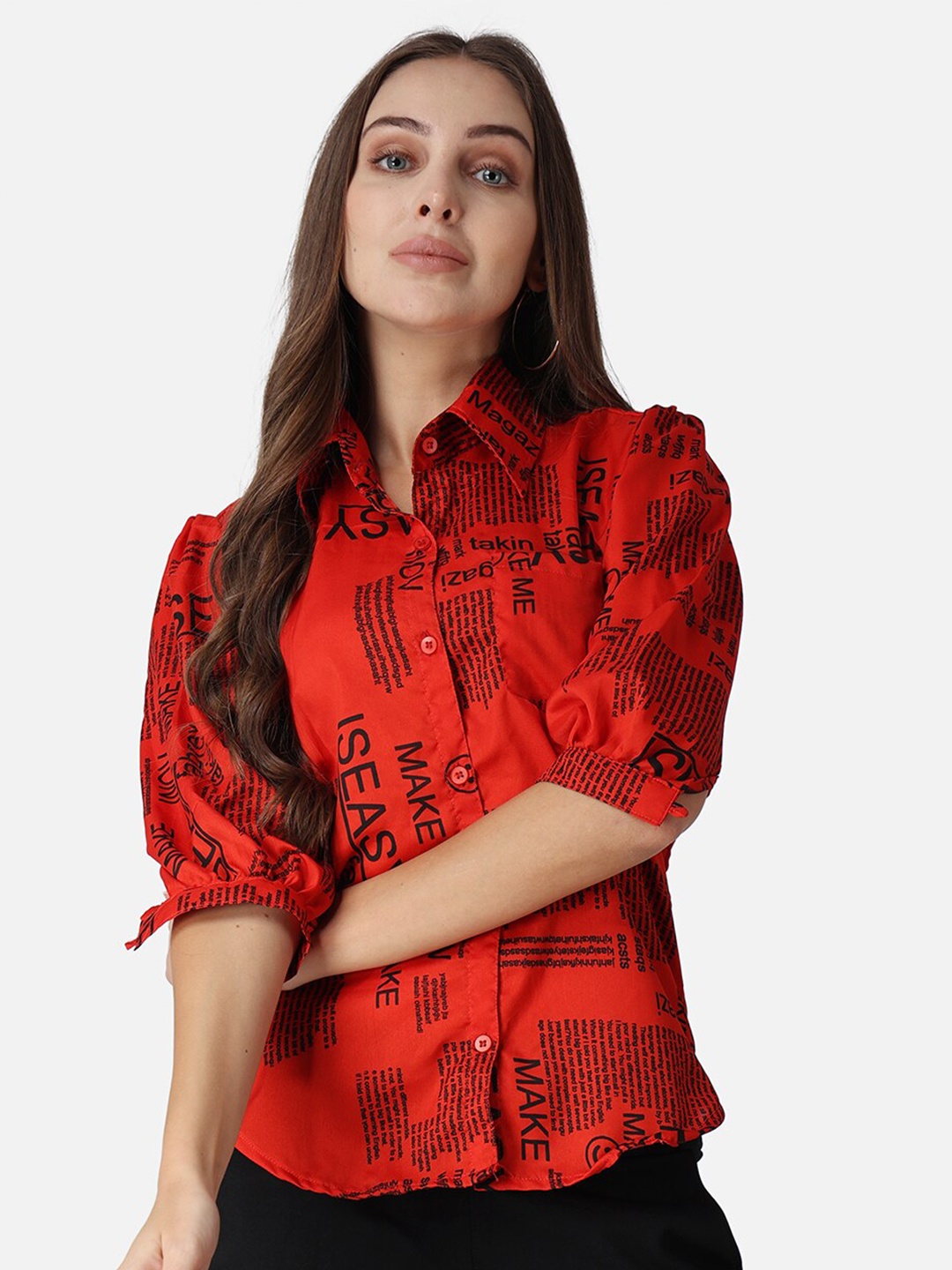 

SCORPIUS Typography Printed Casual Shirt, Red