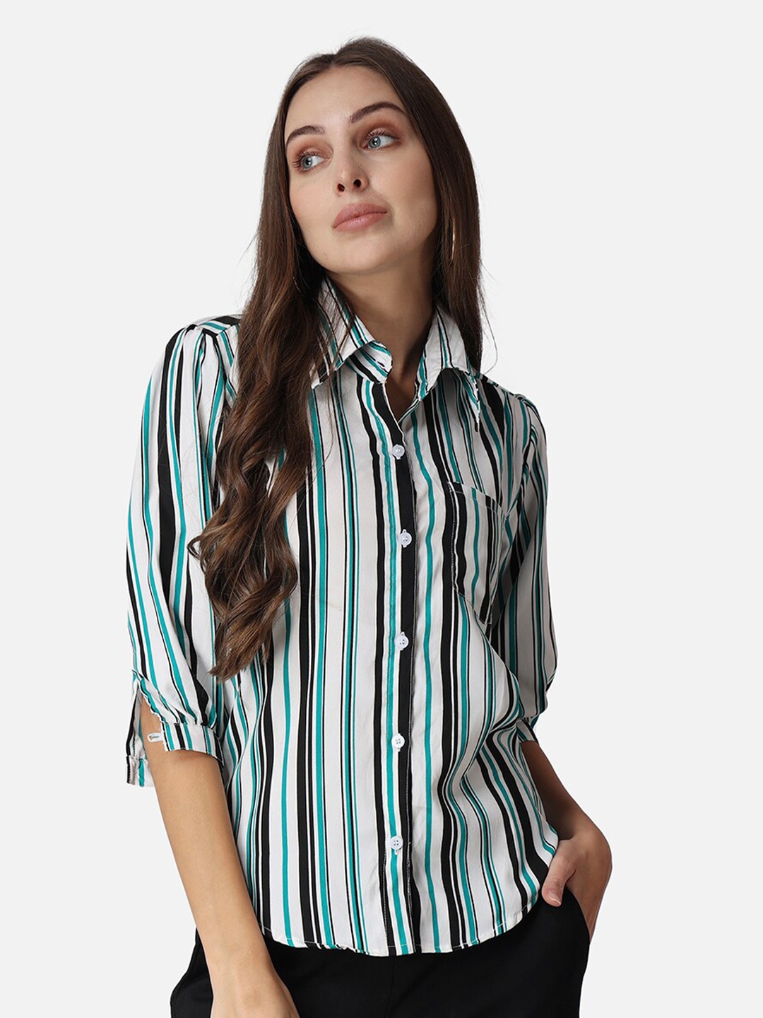 

SCORPIUS Striped Classic Fit Casual Shirt, White