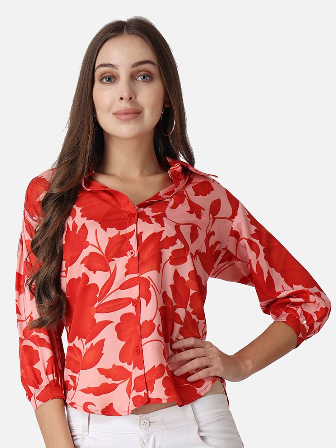 

SCORPIUS Floral Printed Casual Shirt, Red