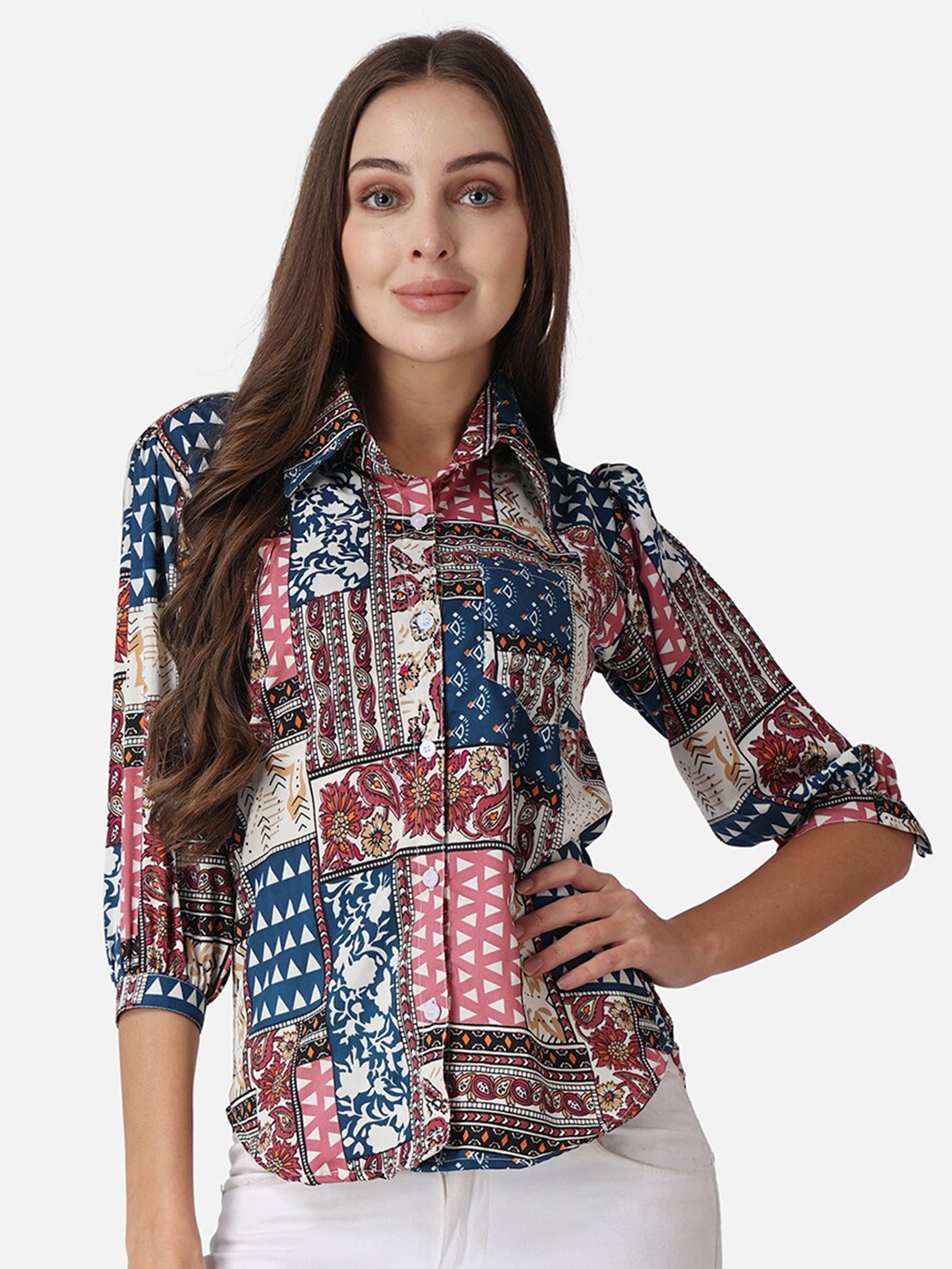 

SCORPIUS Ethnic Motifs Printed Casual Shirt, Peach