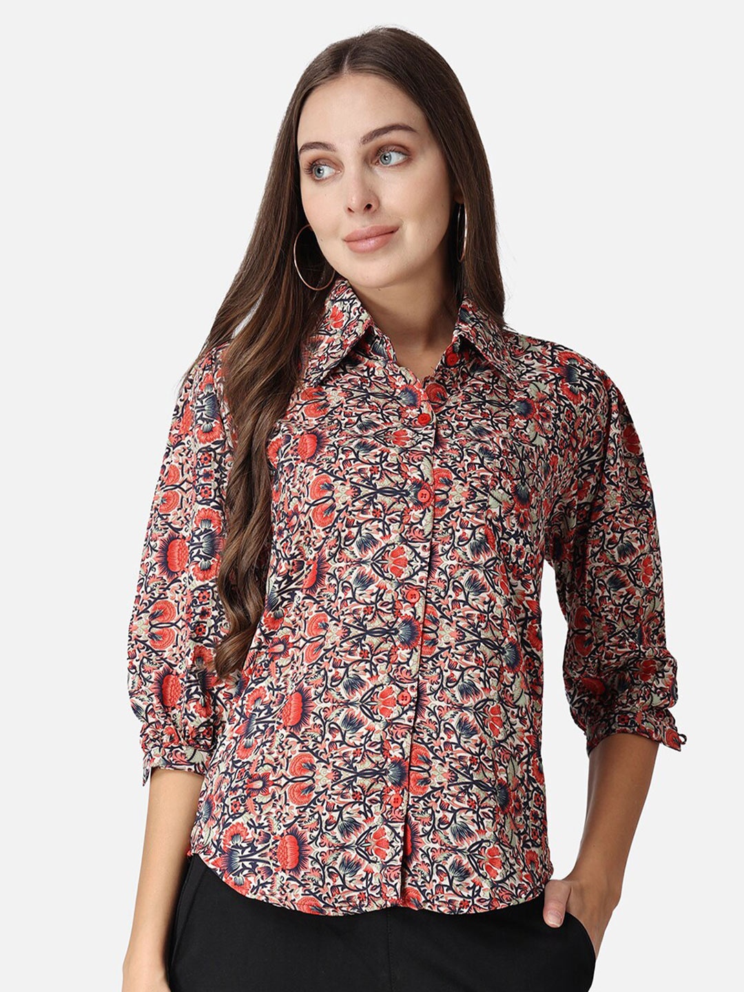 

SCORPIUS Floral Printed Casual Shirt, Red