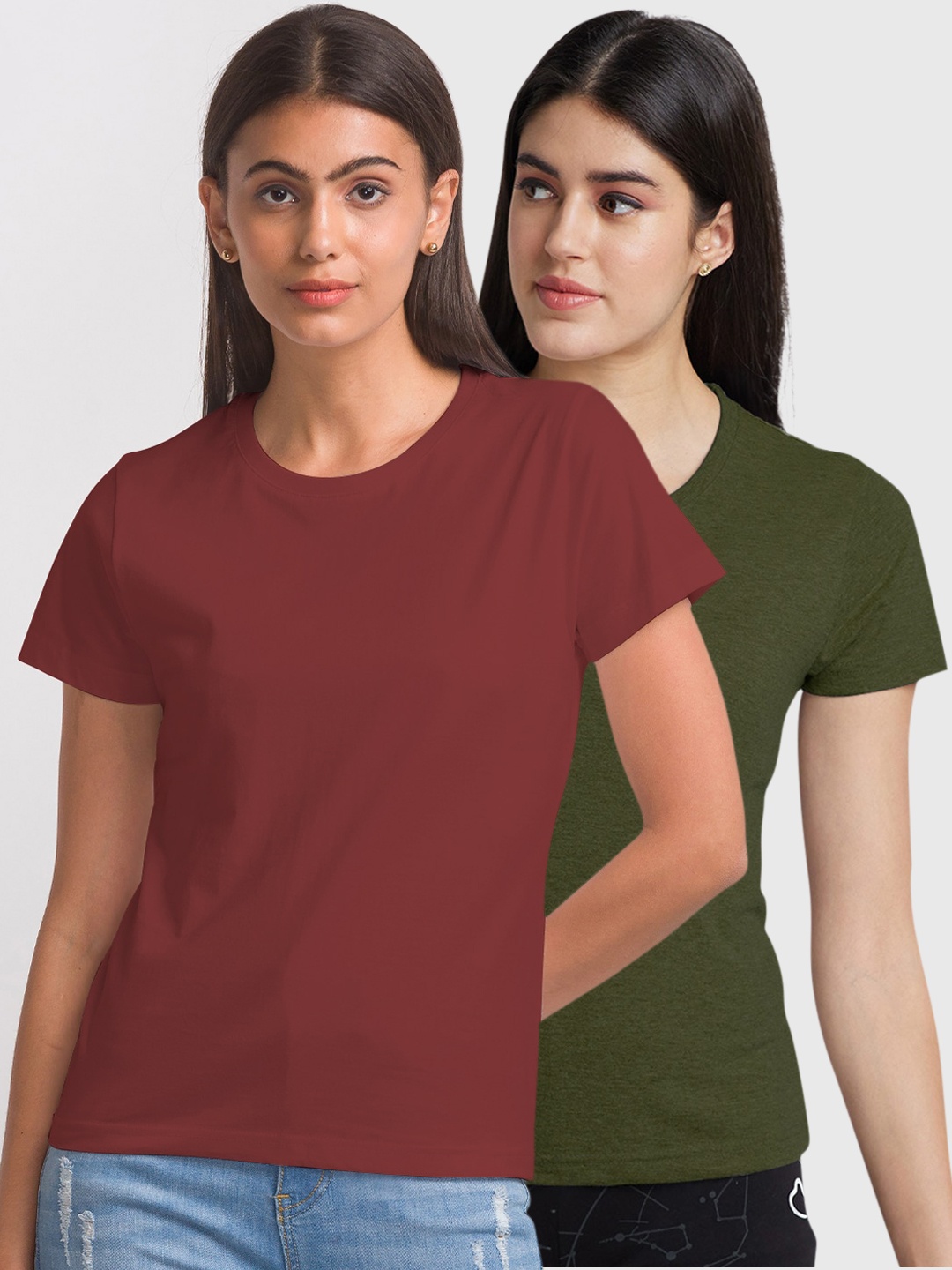 

FashionRack Pack Of 2 Solid Cotton Lounge T-Shirts, Maroon