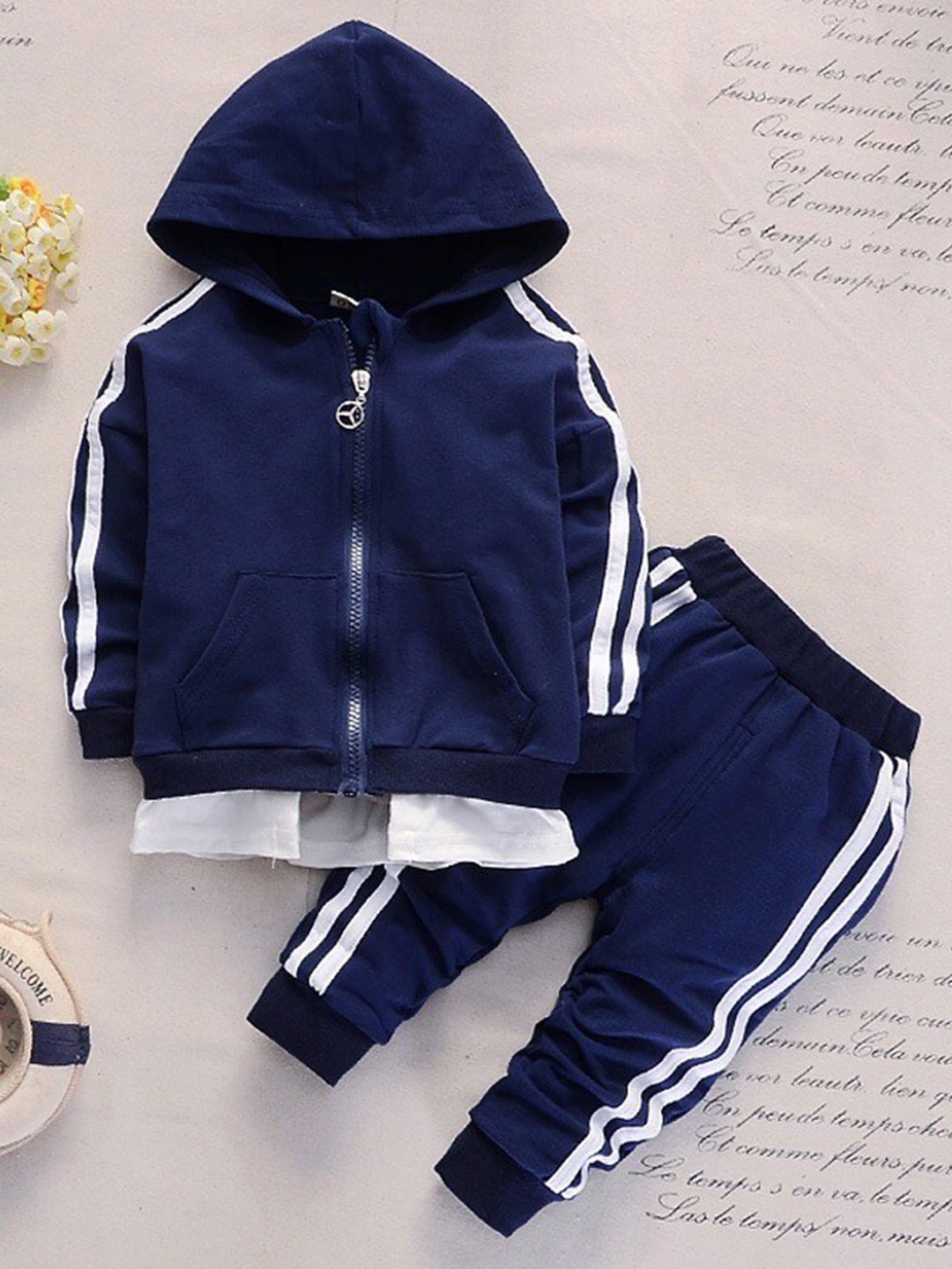 

Googo Gaaga Boys Hooded Pure Cotton Sweatshirt With Joggers, Navy blue