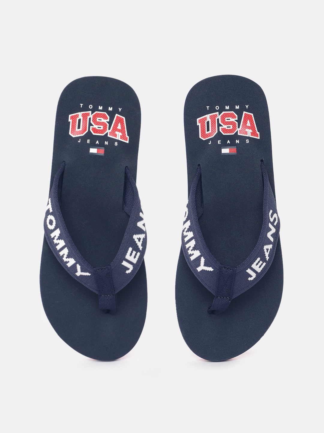 

Tommy Hilfiger Men Brand Logo Printed Thong Flip-Flops, Navy blue