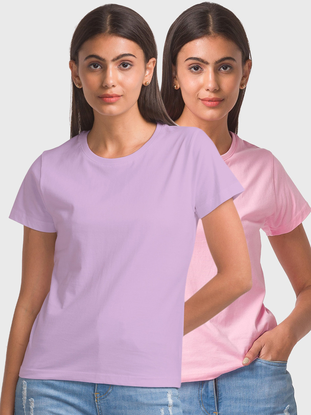 

FashionRack Women Pack Of 2 Cotton T-shirt, Lavender