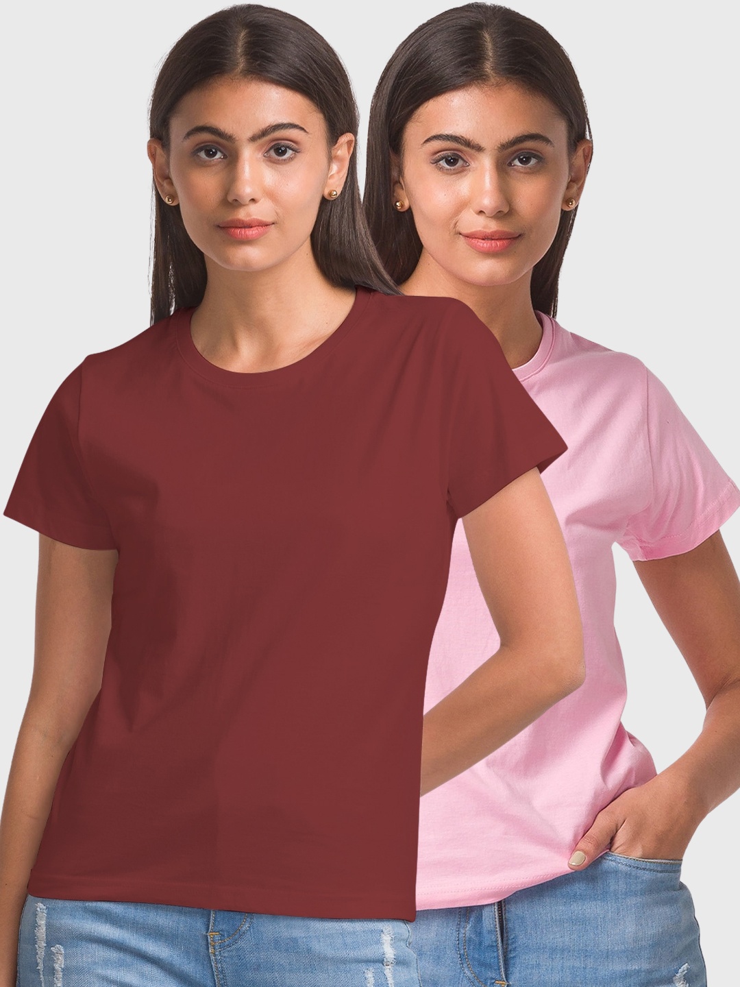 

FashionRack Pack Of 2 Cotton T-shirts, Pink