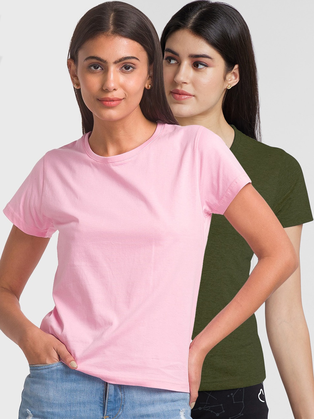 

FashionRack Pack Of 2 Cotton Lounge Tshirts, Pink