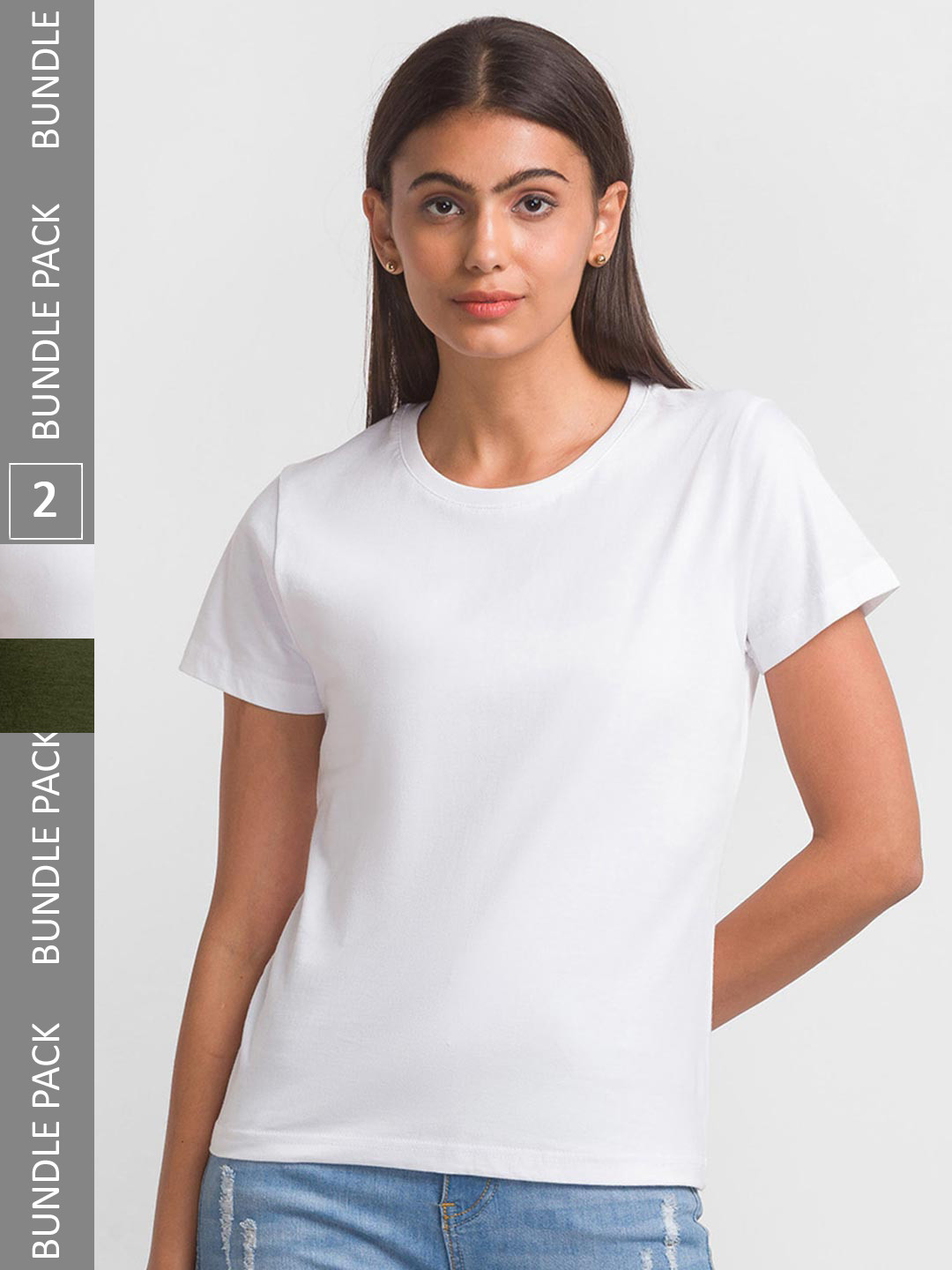 

FashionRack Pack Of 2 Round Neck Cotton T-shirts, White
