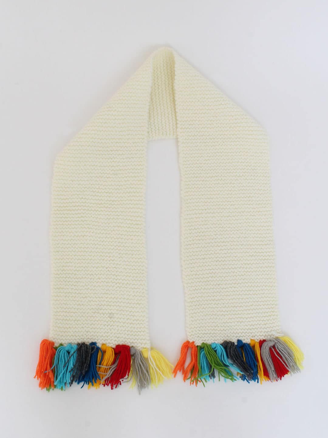 

Woonie Kids Knitted Acrylic Muffler With Tassel, Cream