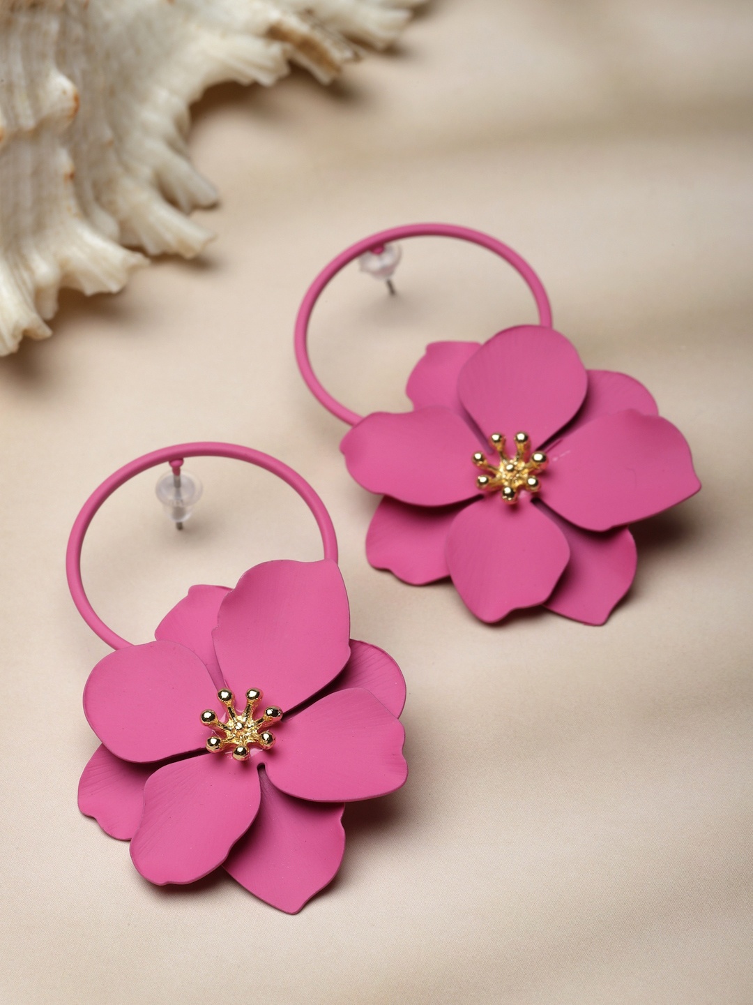 

VOGUE PANASH Floral Shaped Drop Earrings, Pink