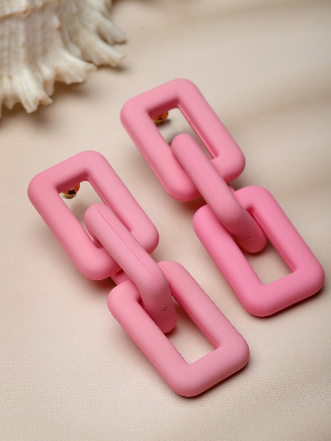 

VOGUE PANASH Square Drop Earrings, Pink