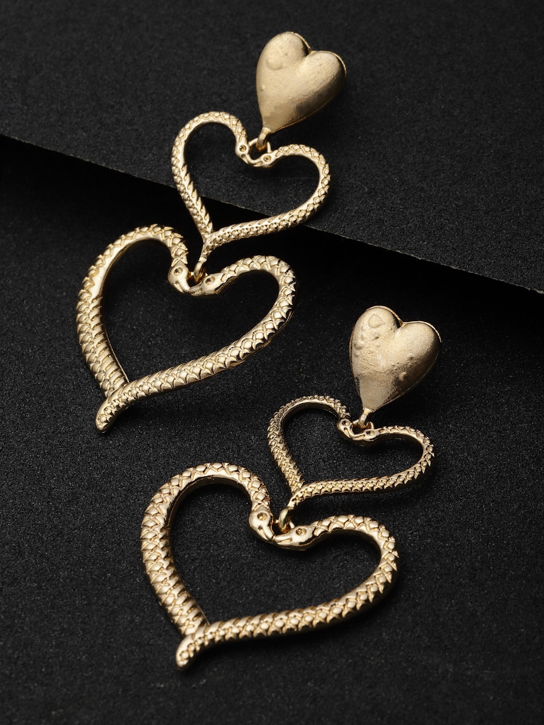 

VOGUE PANASH Gold-Plated Heart Shaped Drop Earrings