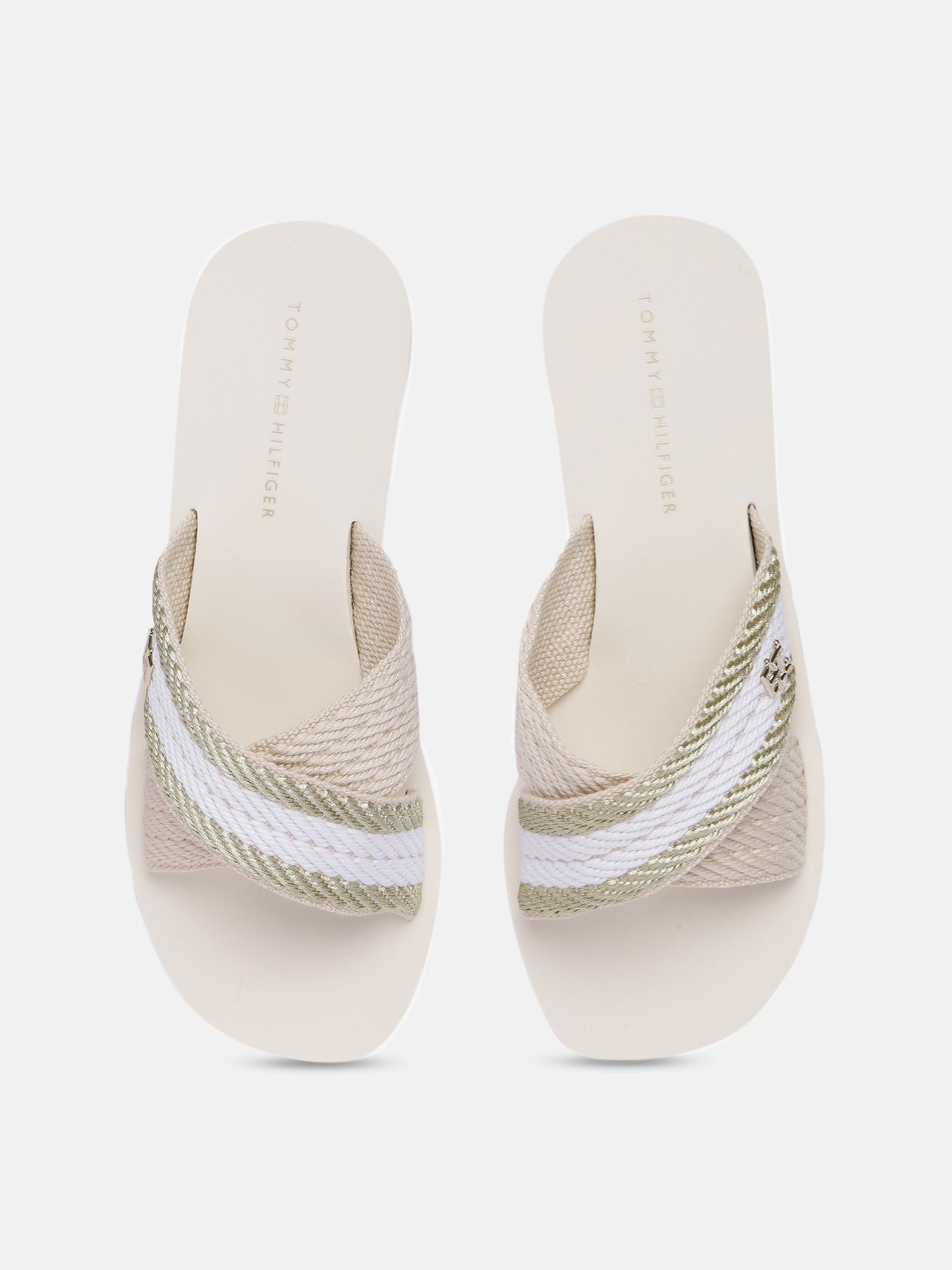 

Tommy Hilfiger Women Striped Slip-on Flip-Flops, Beige