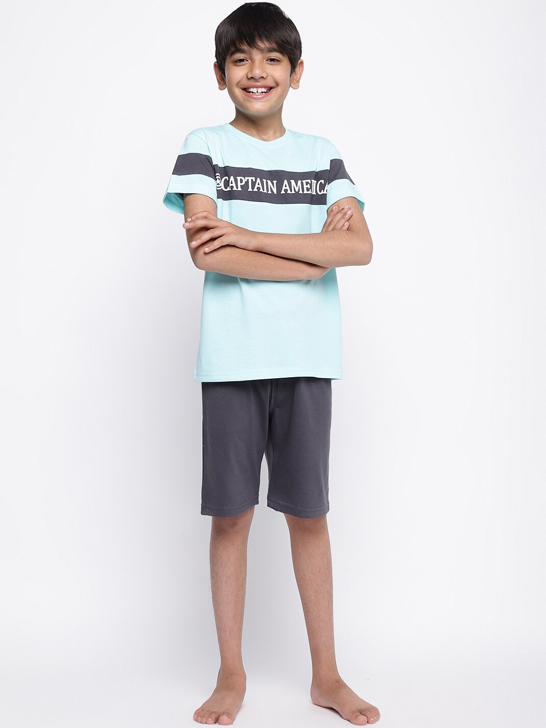 

Lil Tomatoes Boys Typography Printed Night Suit, Blue