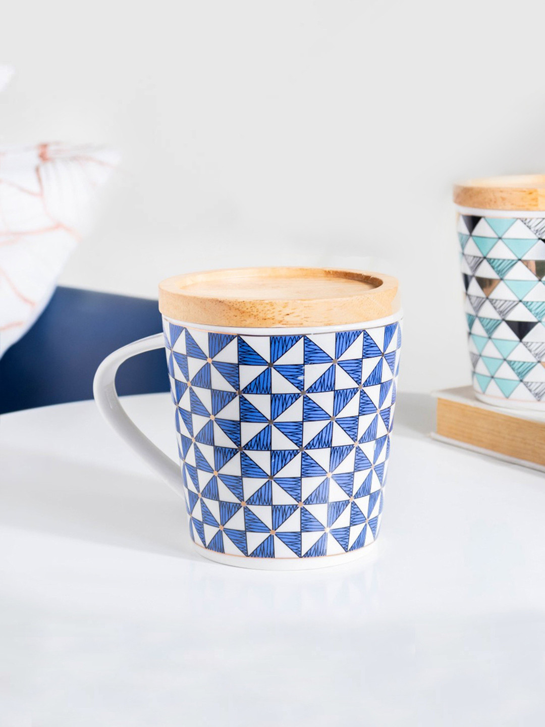 

Nestasia Blue & White Mosaic Printed Ceramic Matte Large Mug 500 ml