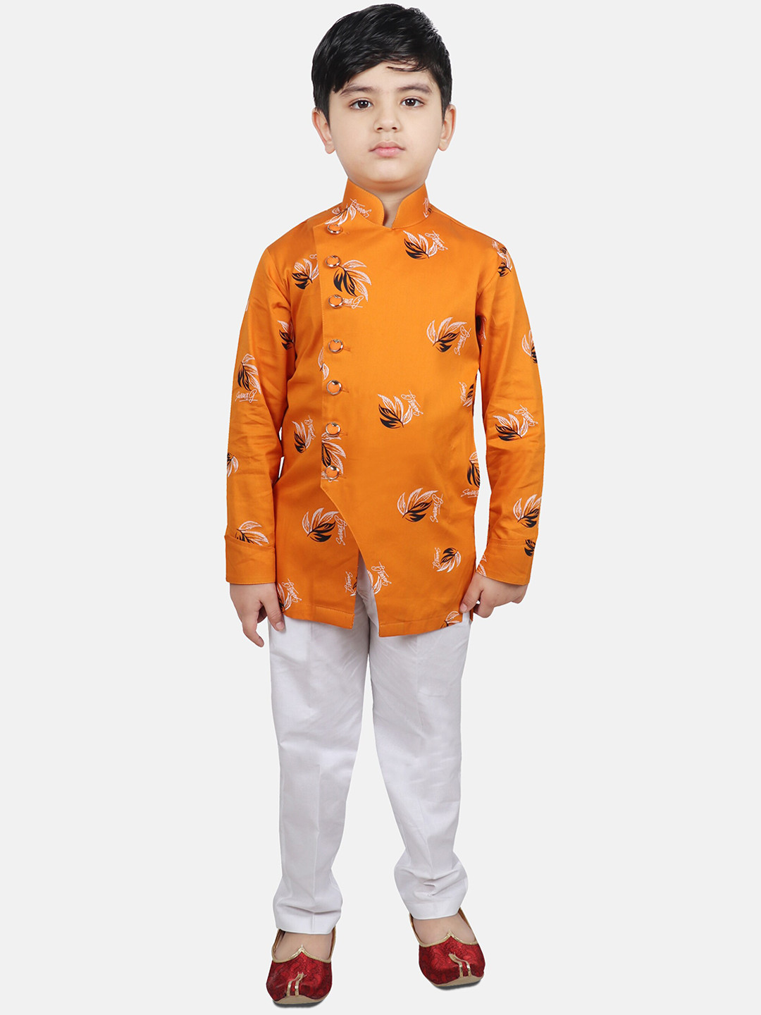 

SG YUVRAJ Boys Floral Printed Mandarin Collar Kurta with Trousers, Yellow