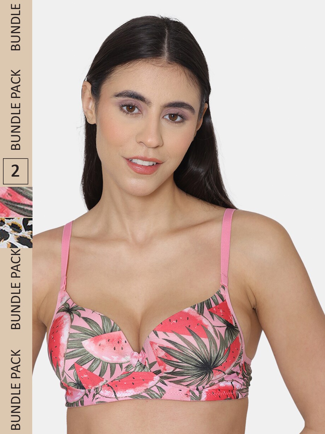 

Tweens Pack Of 2 Floral Printed Heavily Padded Seamless Balconette Bra, Pink