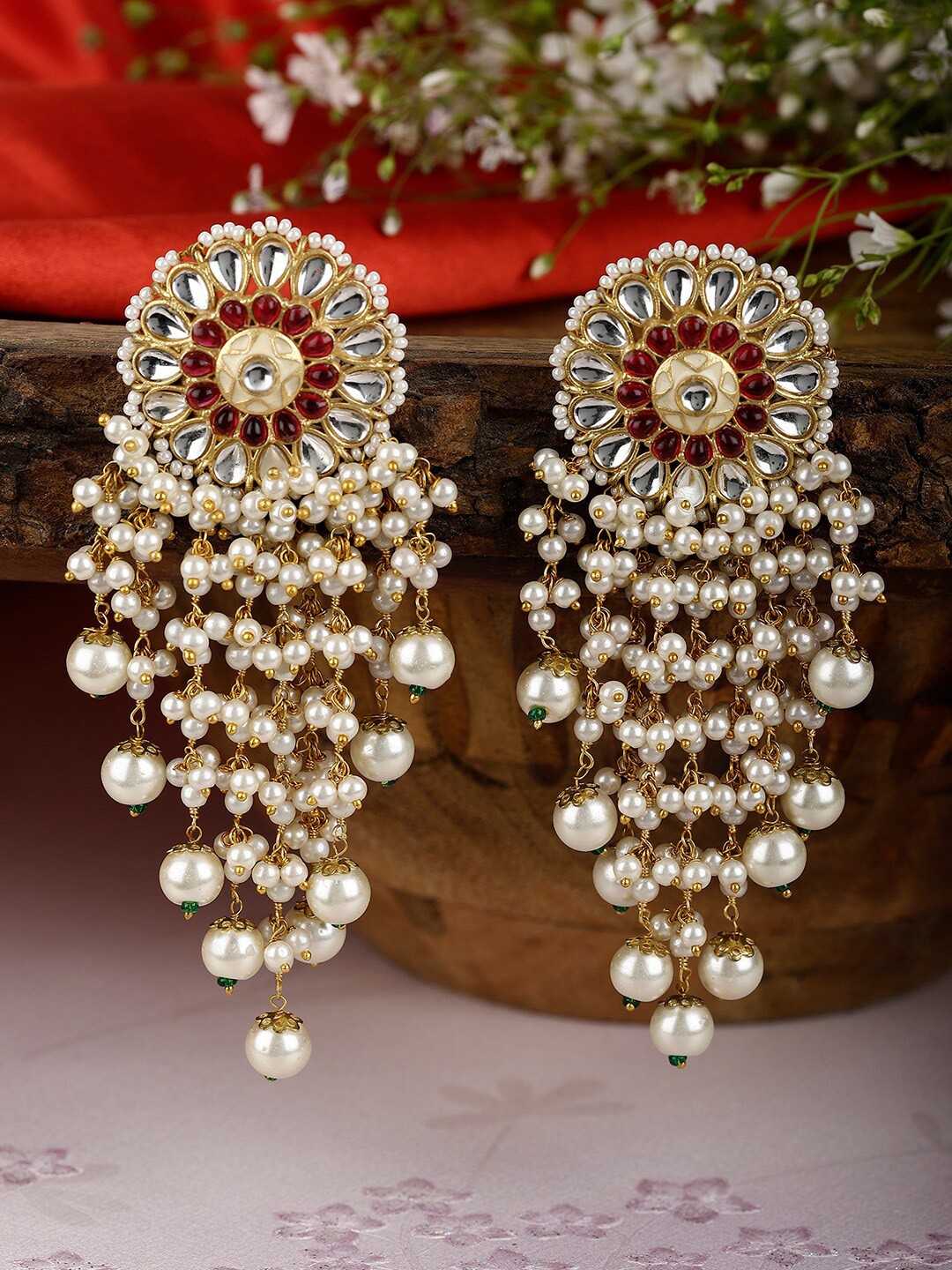 

XAGO Gold-Plated Contemporary Drop Earrings, Off white
