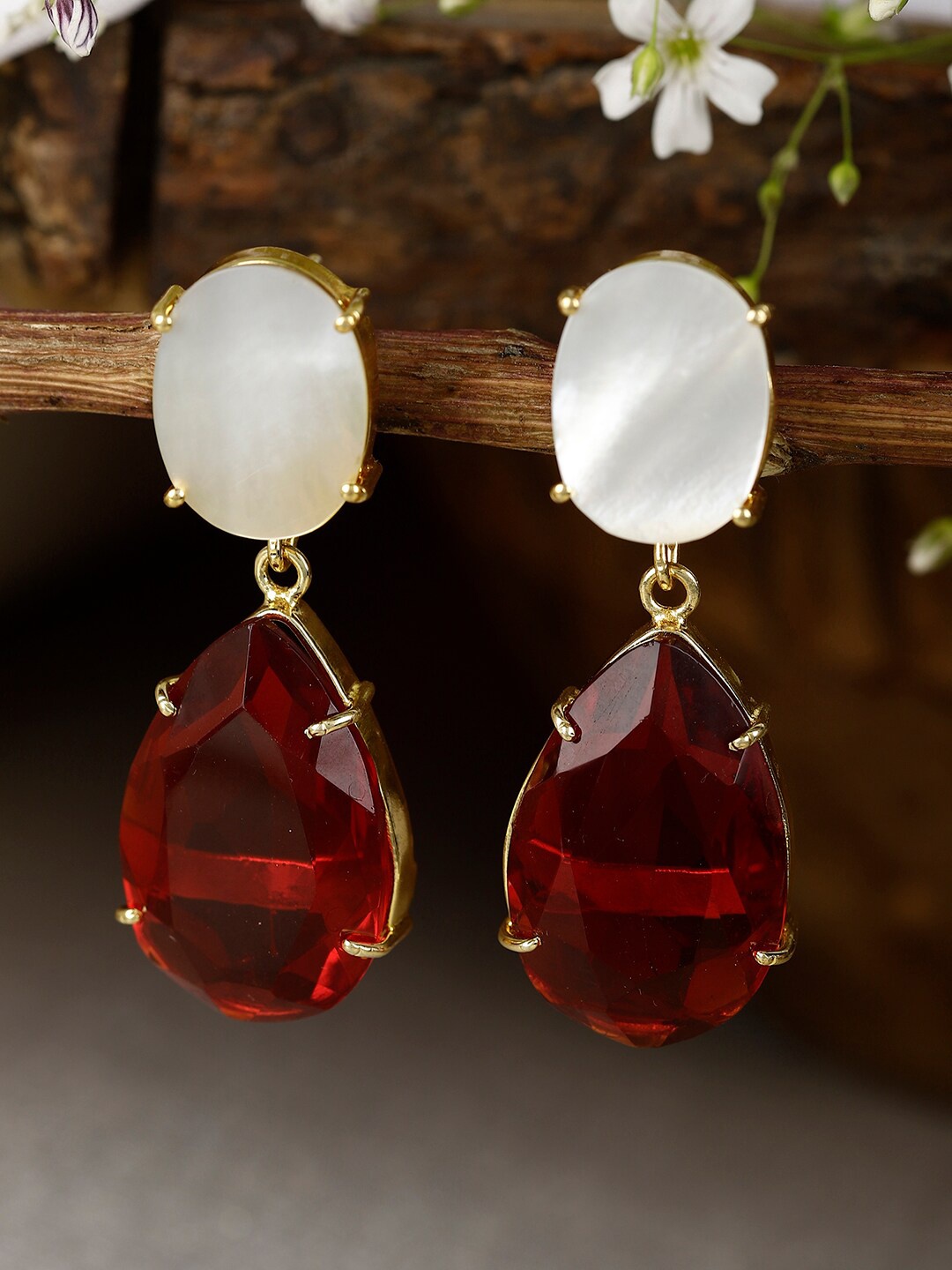 

XAGO Gold-Plated Contemporary Drop Earrings, Red