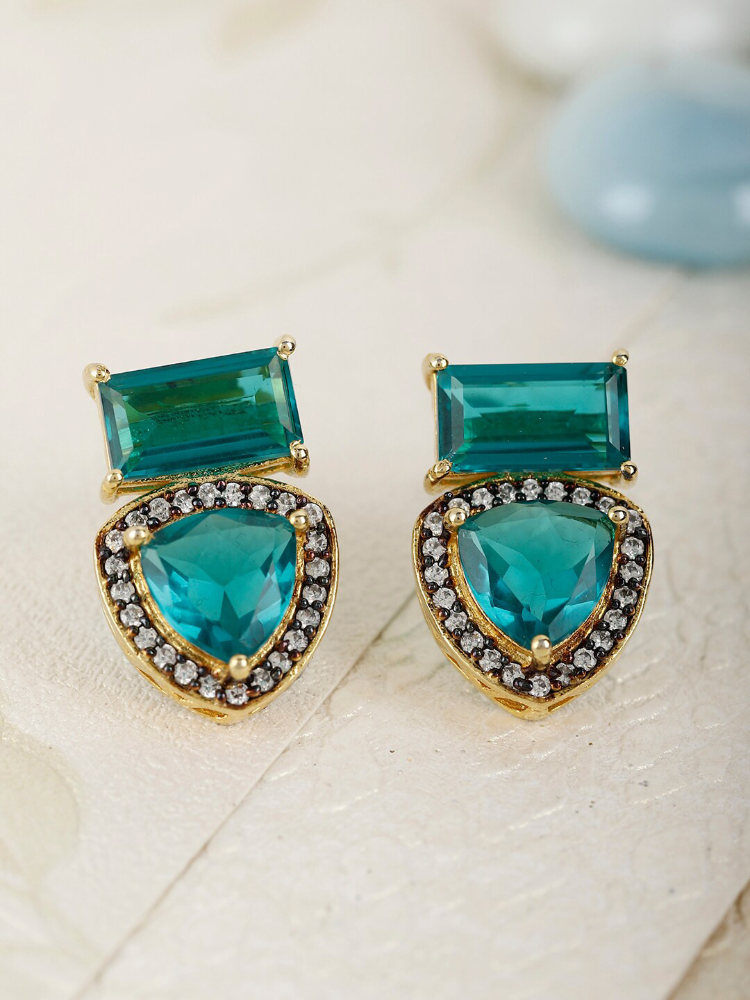 

XAGO Gold-Plated Contemporary Studs Earrings, Blue