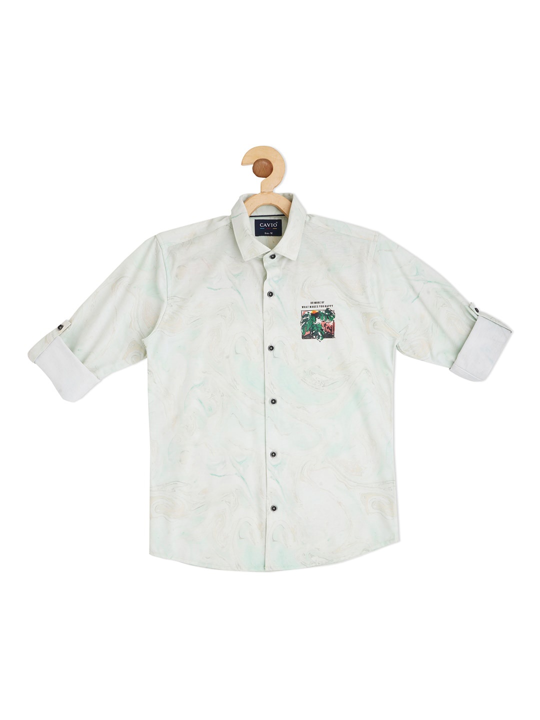 

CAVIO Boys Comfort Abstract Printed Cotton Casual Shirt, Sea green