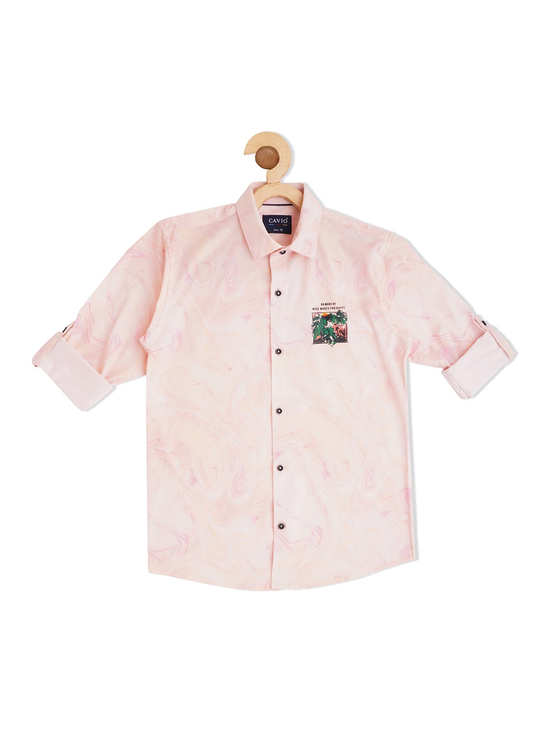 

CAVIO Boys Comfort Printed Pure Cotton Casual Shirt, Peach