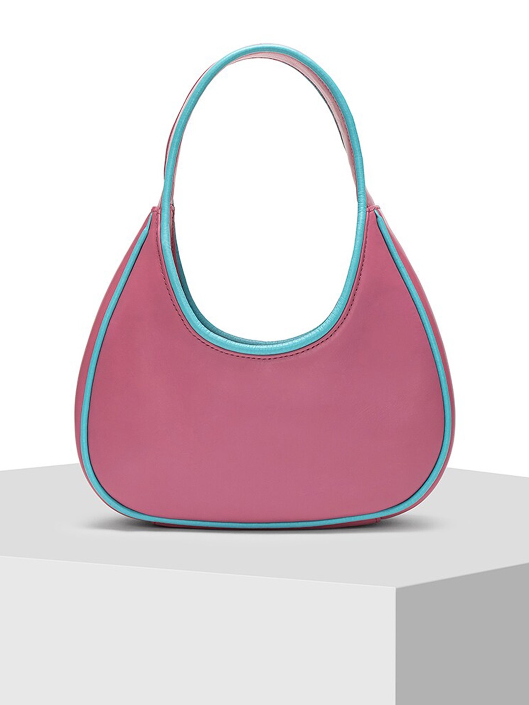

TIGER MARRON Leather Half Moon Hobo Bag, Pink