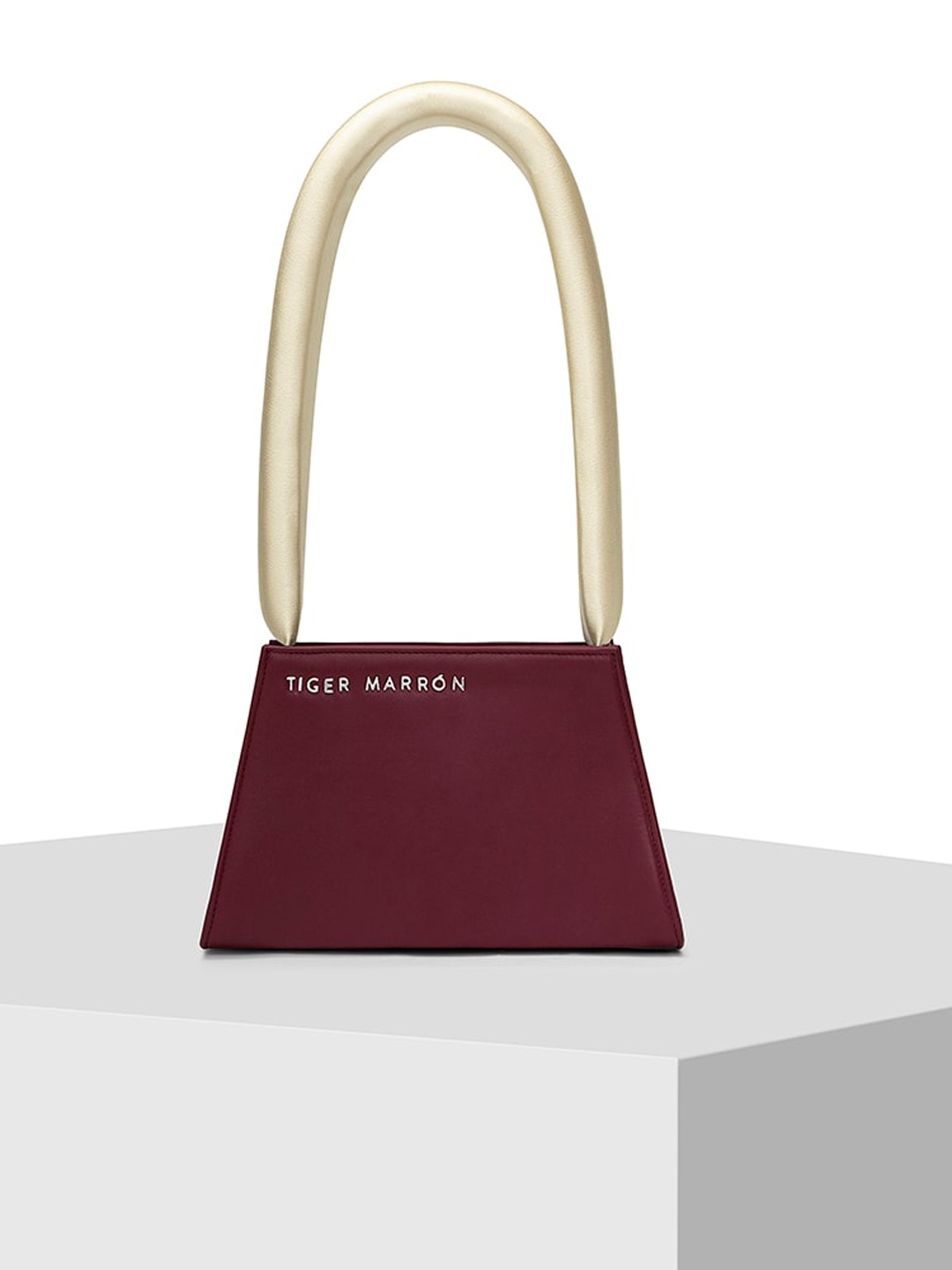 

TIGER MARRON Leather Structured Shoulder Bag, Burgundy