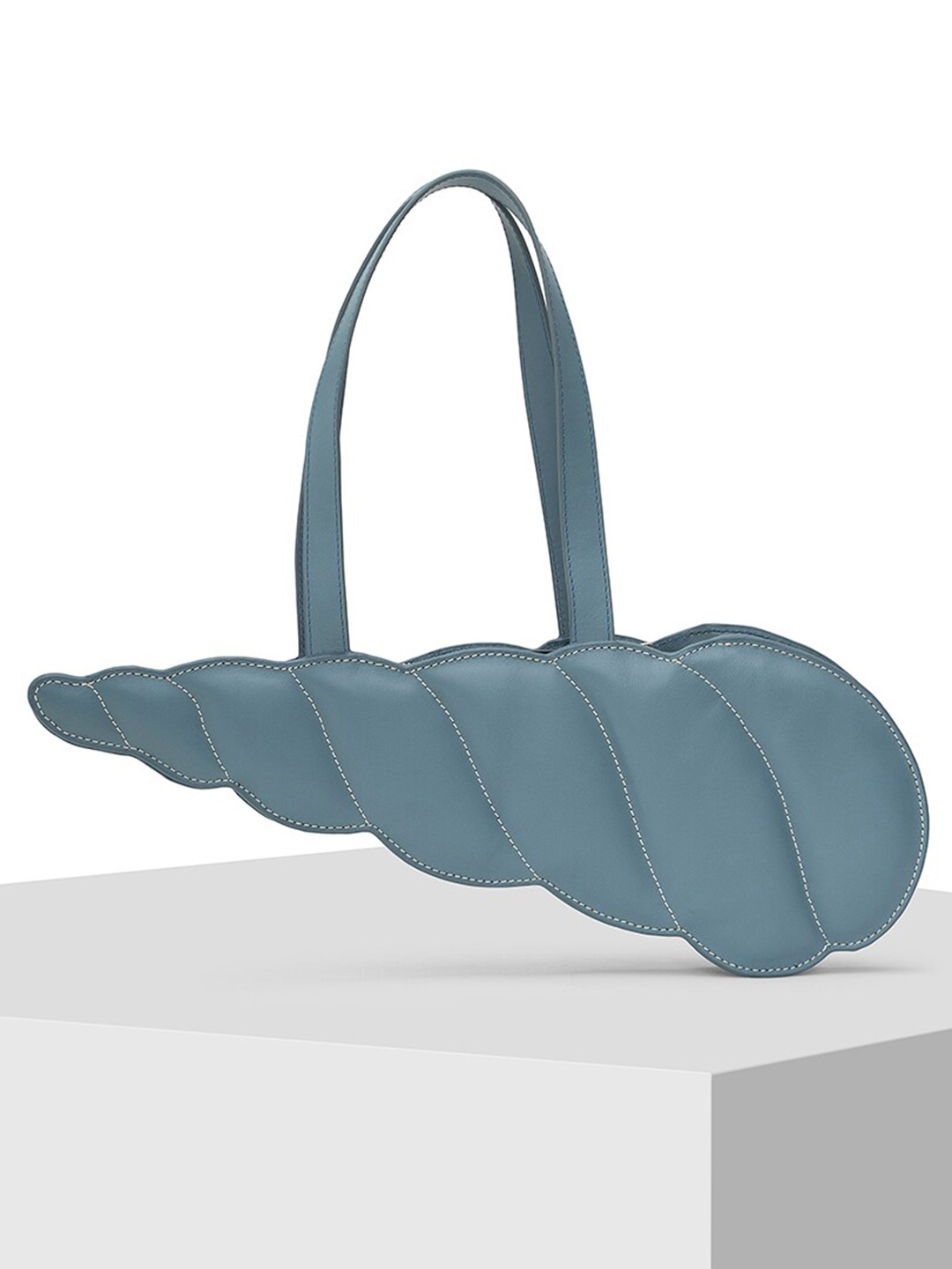 

TIGER MARRON Leather Structured Shoulder Bag, Blue