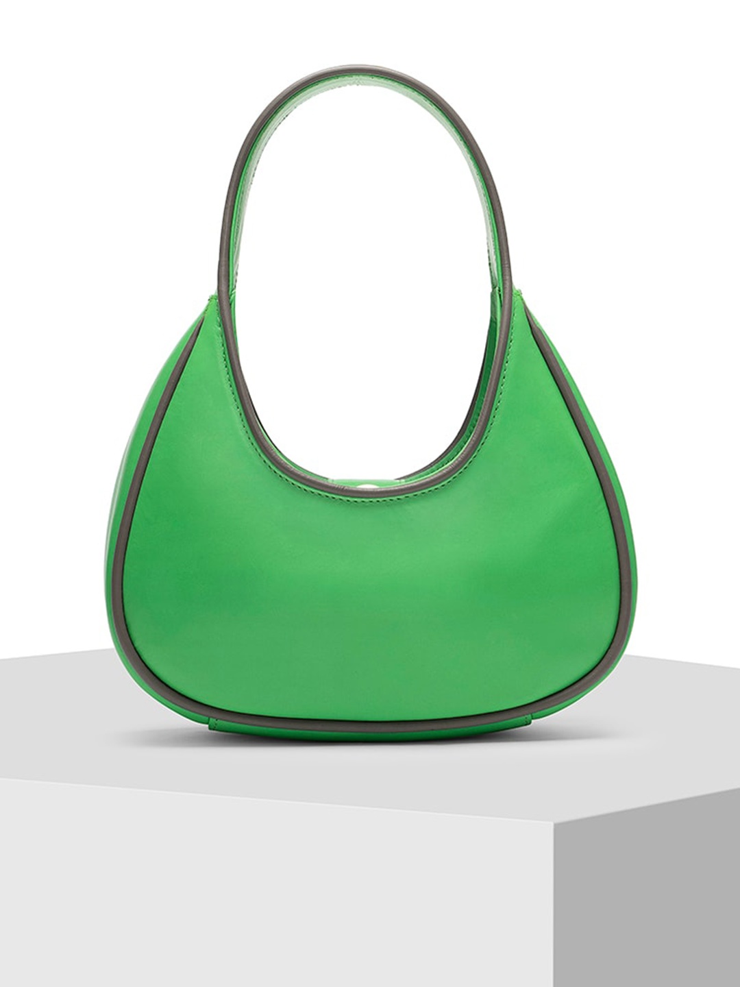

TIGER MARRON Leather Half Moon Hobo Bag, Lime green