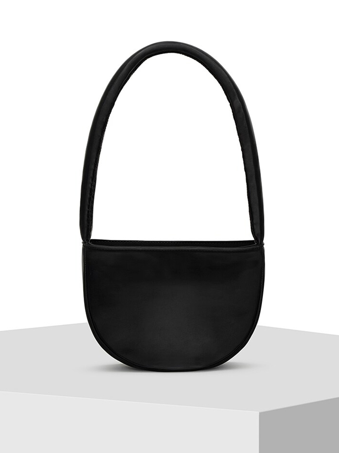 

TIGER MARRON Leather Structured Handheld Bag, Black