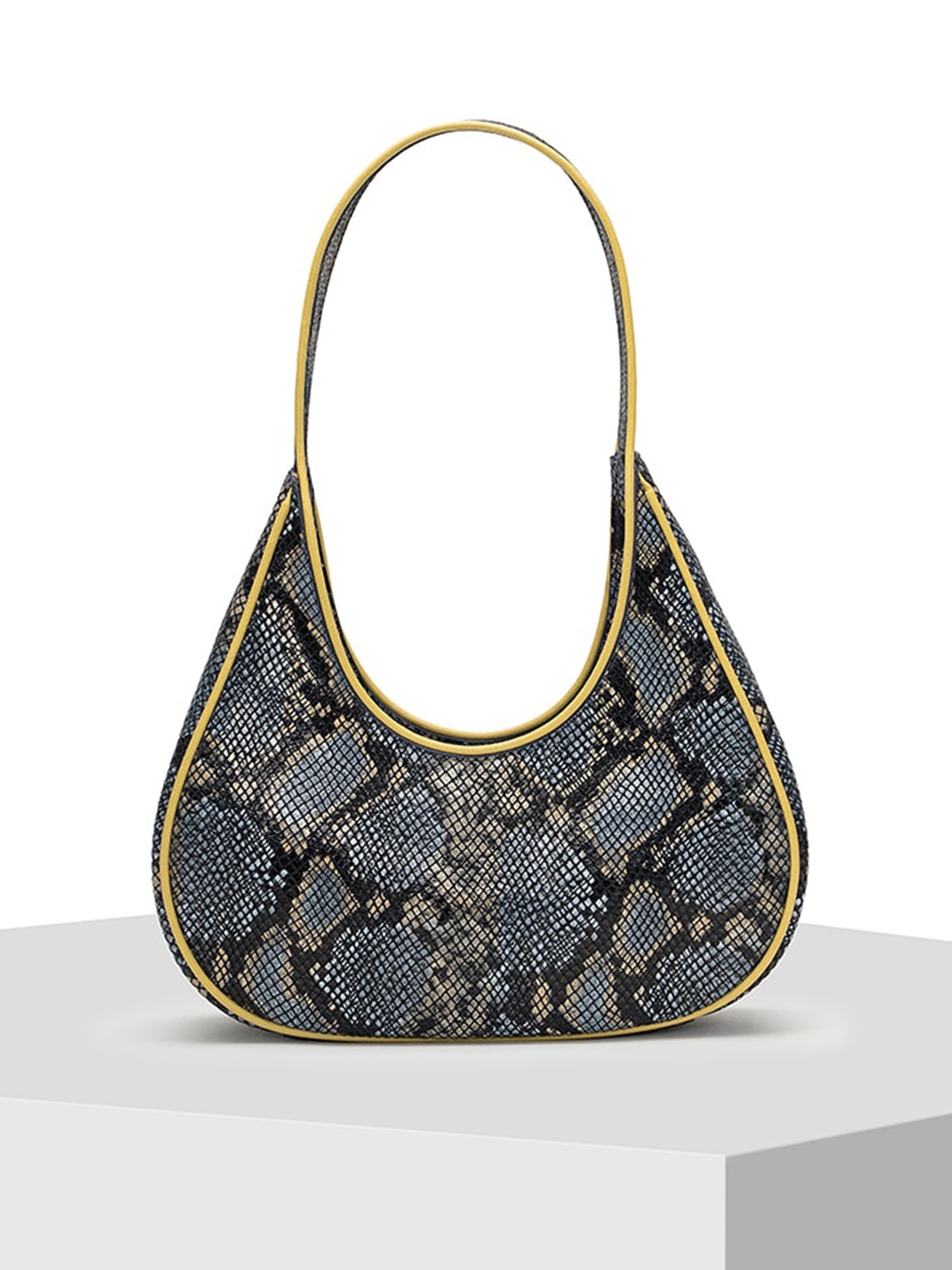 

TIGER MARRON Textured Leather Structured Handheld Bag, Blue