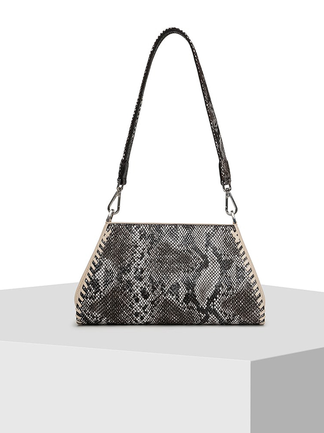 

TIGER MARRON Leather Structured Shoulder Bag, Cream