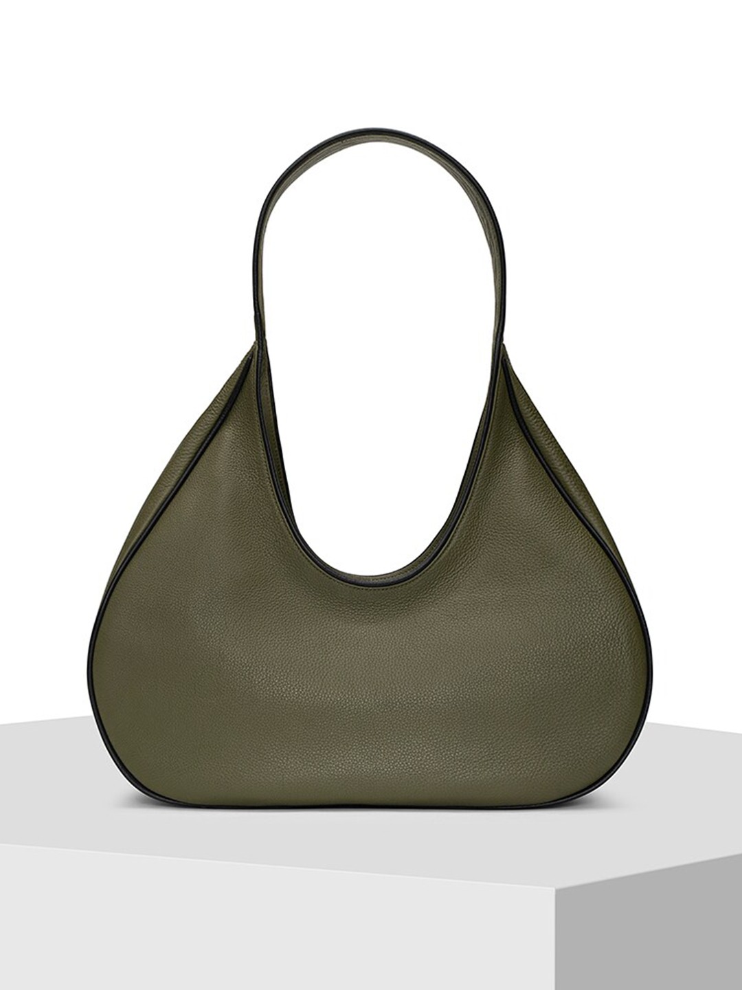 

TIGER MARRON Women Textured Leather Hobo Bag, Olive