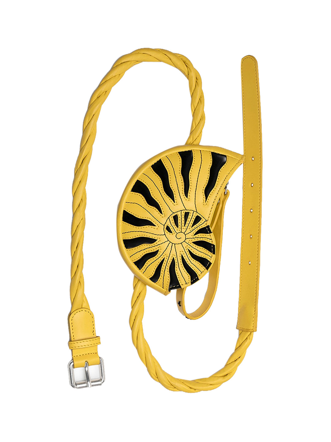 

TIGER MARRON Printed Leather Waist Pouch, Yellow