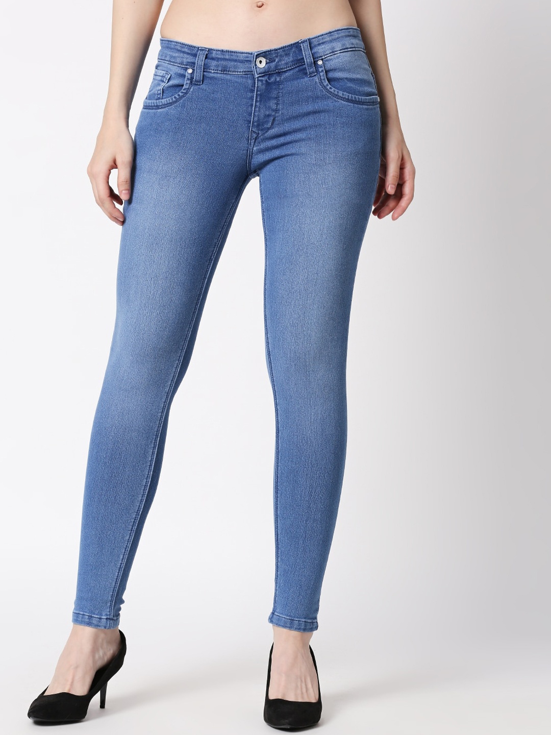 

High Star Women Slim Fit Mid-Rise Light Fade Stretchable Jeans, Blue