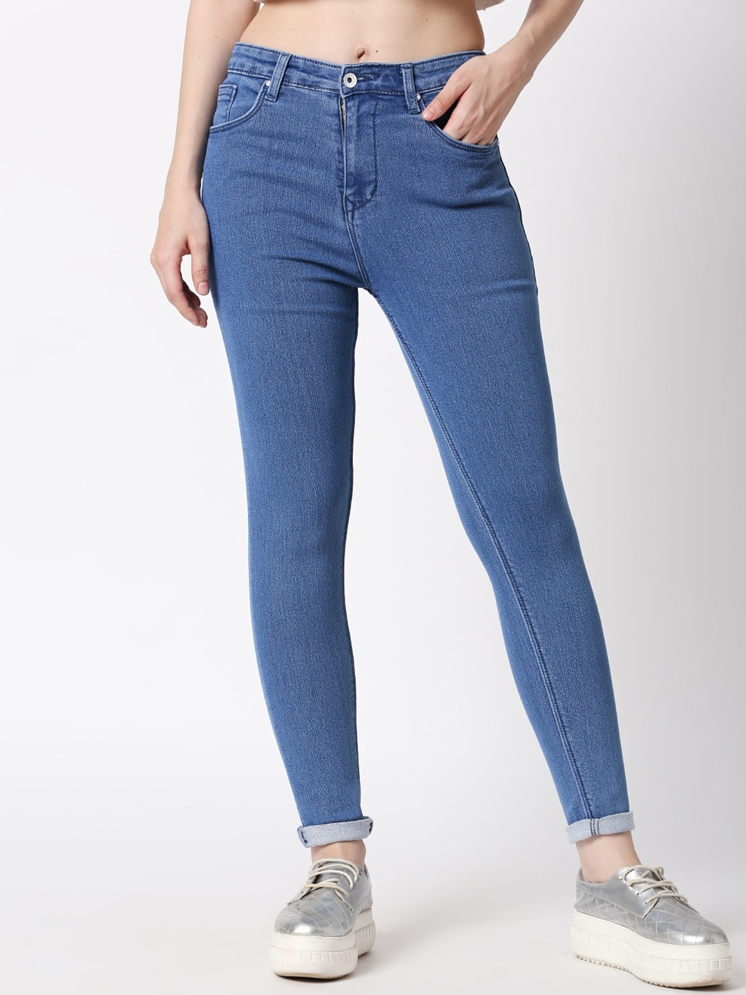 

High Star Women Slim Fit Mid-Rise Stretchable Jeans, Blue