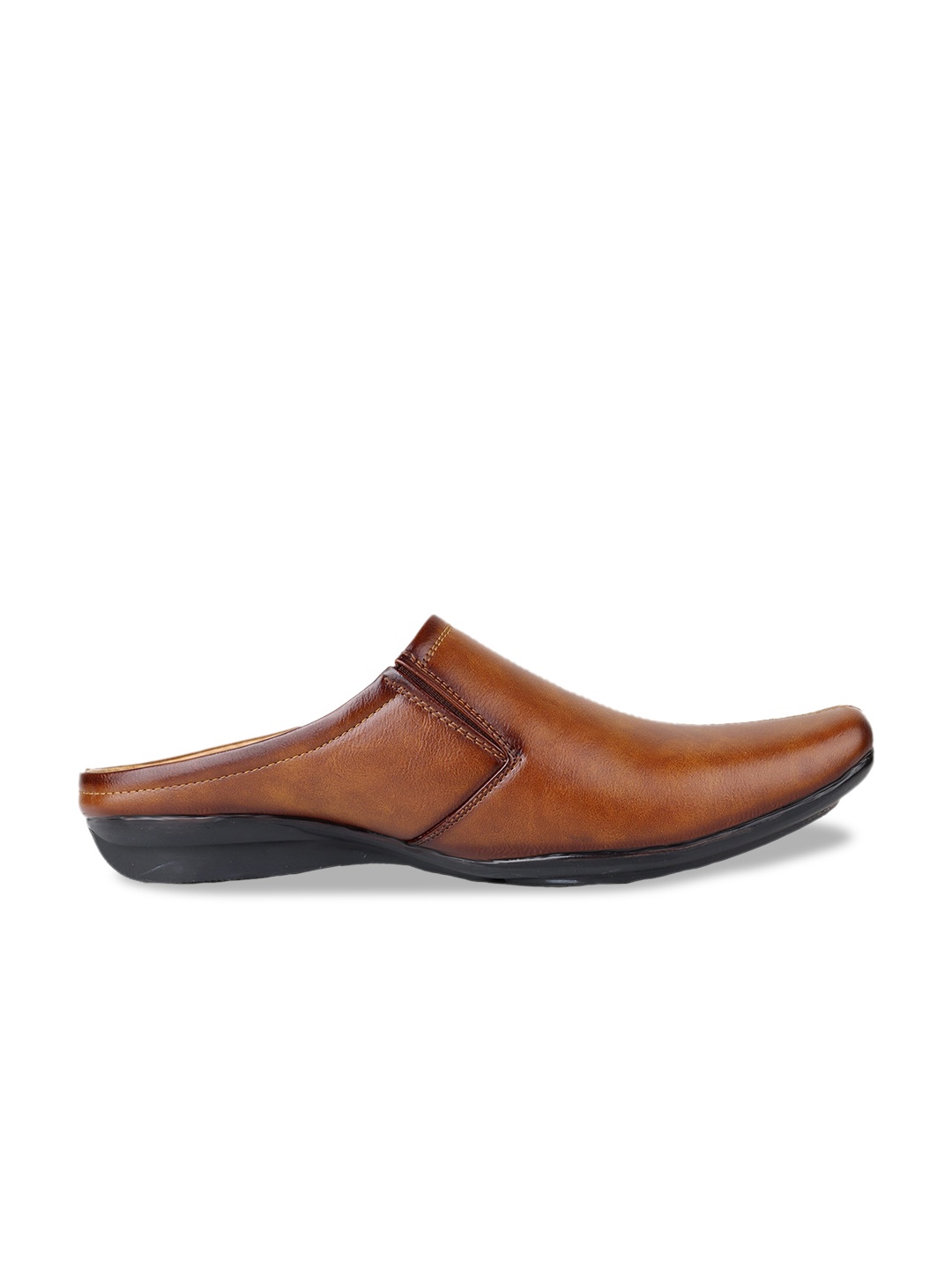 

HikBi Men Square-Toe Textured Anti-Skid Leather Formal Slip-Ons, Tan