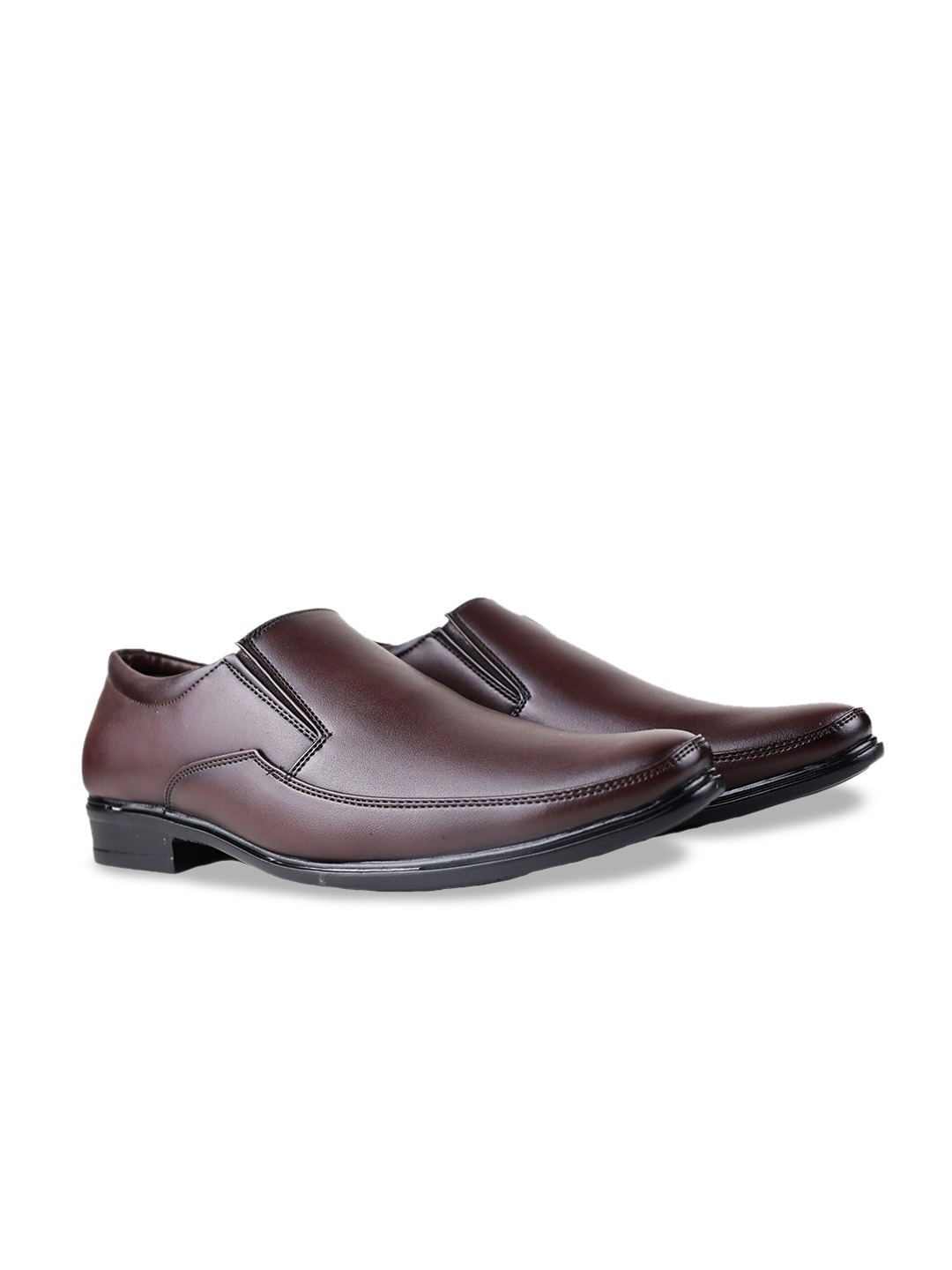 

HikBi Men Leather Formal Slip-On Shoes, Brown