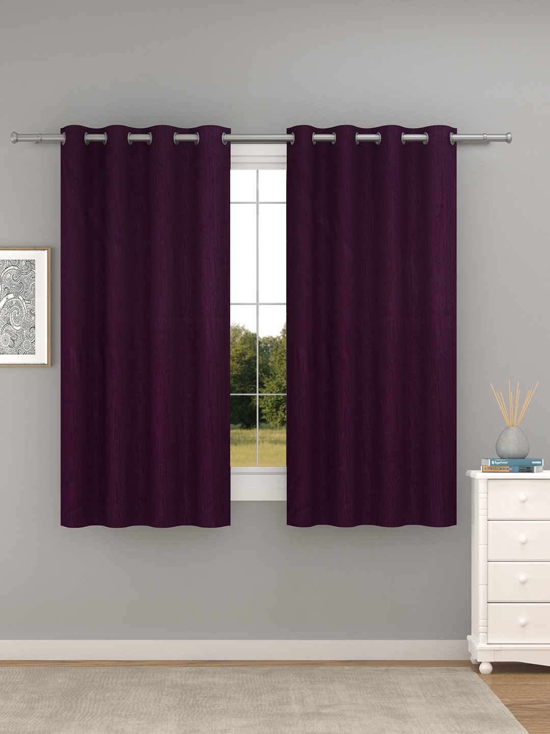 

Raymond Home Burgundy 2 Pcs Window Curtains