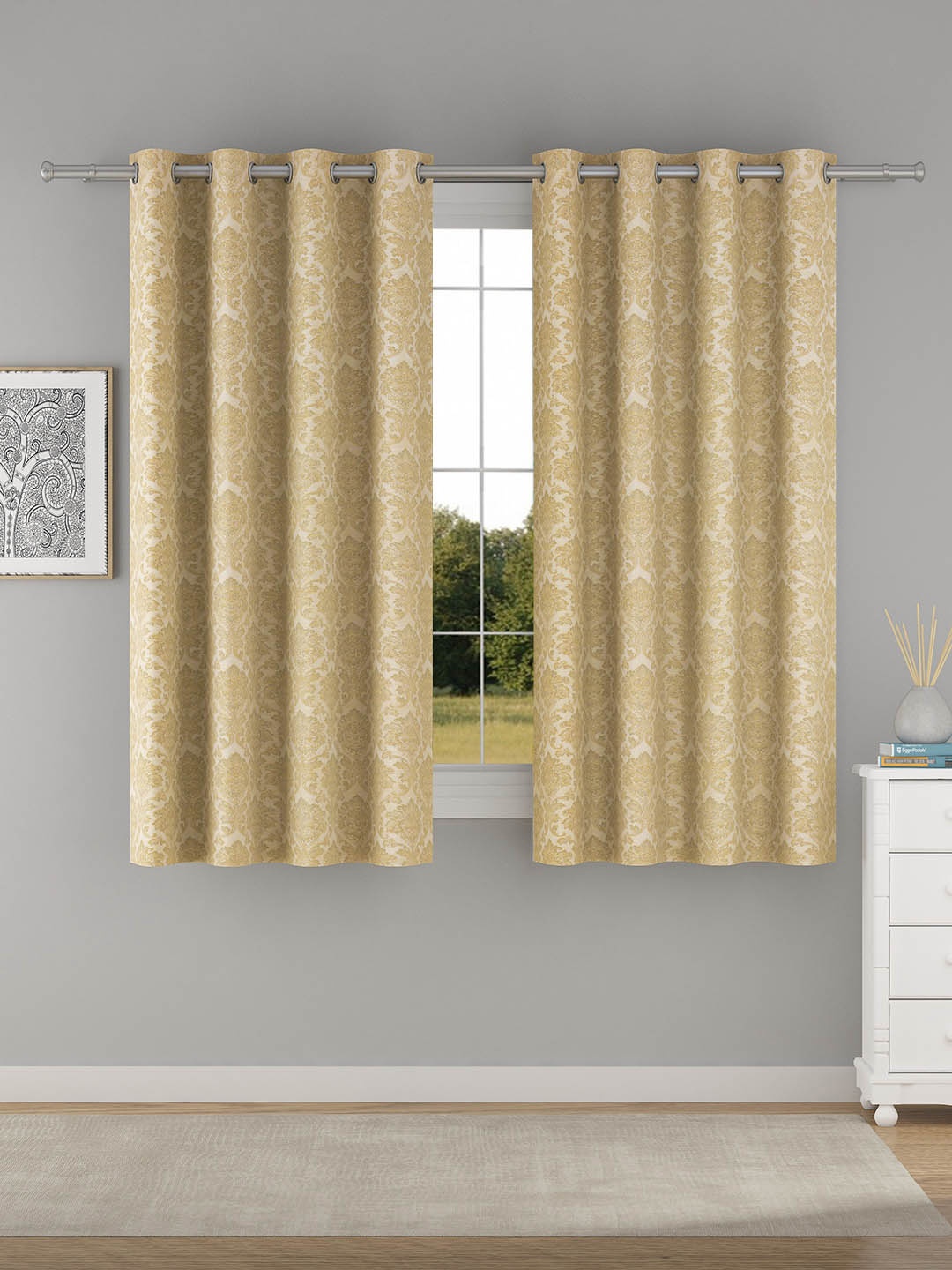 

Raymond Home Beige 2 Pcs Ethnic Motifs Window Curtains